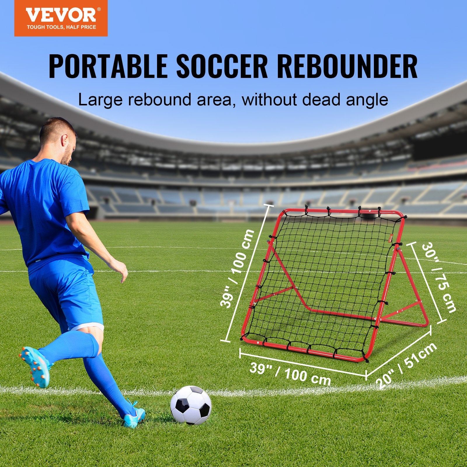 Basketball & Basketball Accessories: VEVOR Soccer Rebounder Rebound Net, Kick-Back 100x100 cm, Portable Football Training Gifts, Fully Adjustable Angles Goal Net, Aids & Equipment for Kids Teens & All Ages, Easy Set Up & Perfect Storage