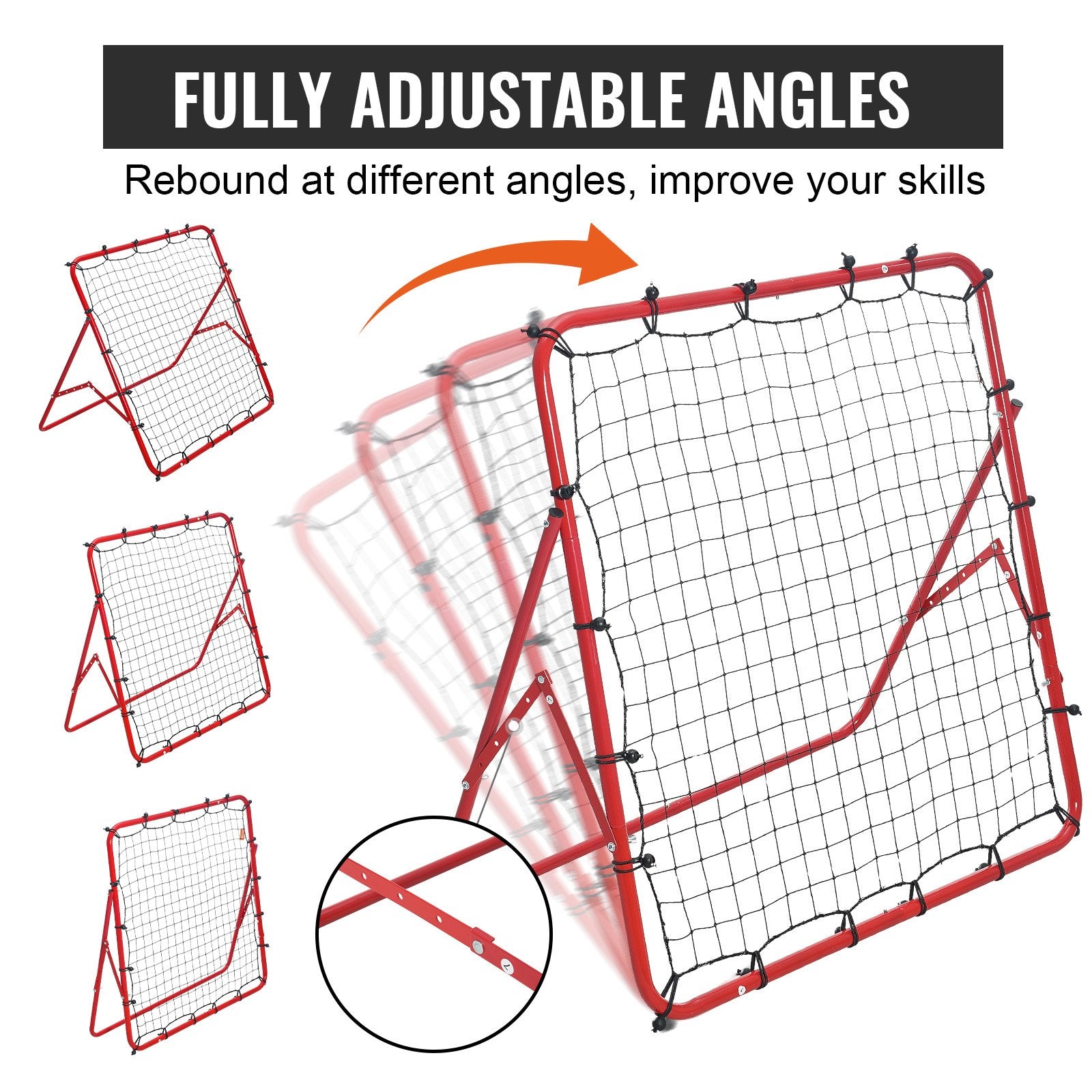 Basketball & Basketball Accessories: VEVOR Soccer Rebounder Rebound Net, Kick-Back 100x100 cm, Portable Football Training Gifts, Fully Adjustable Angles Goal Net, Aids & Equipment for Kids Teens & All Ages, Easy Set Up & Perfect Storage