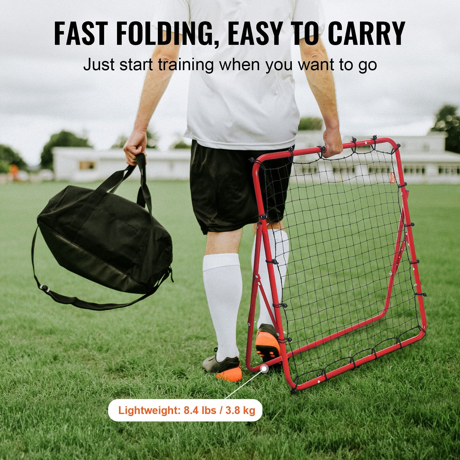 Basketball & Basketball Accessories: VEVOR Soccer Rebounder Rebound Net, Kick-Back 100x100 cm, Portable Football Training Gifts, Fully Adjustable Angles Goal Net, Aids & Equipment for Kids Teens & All Ages, Easy Set Up & Perfect Storage
