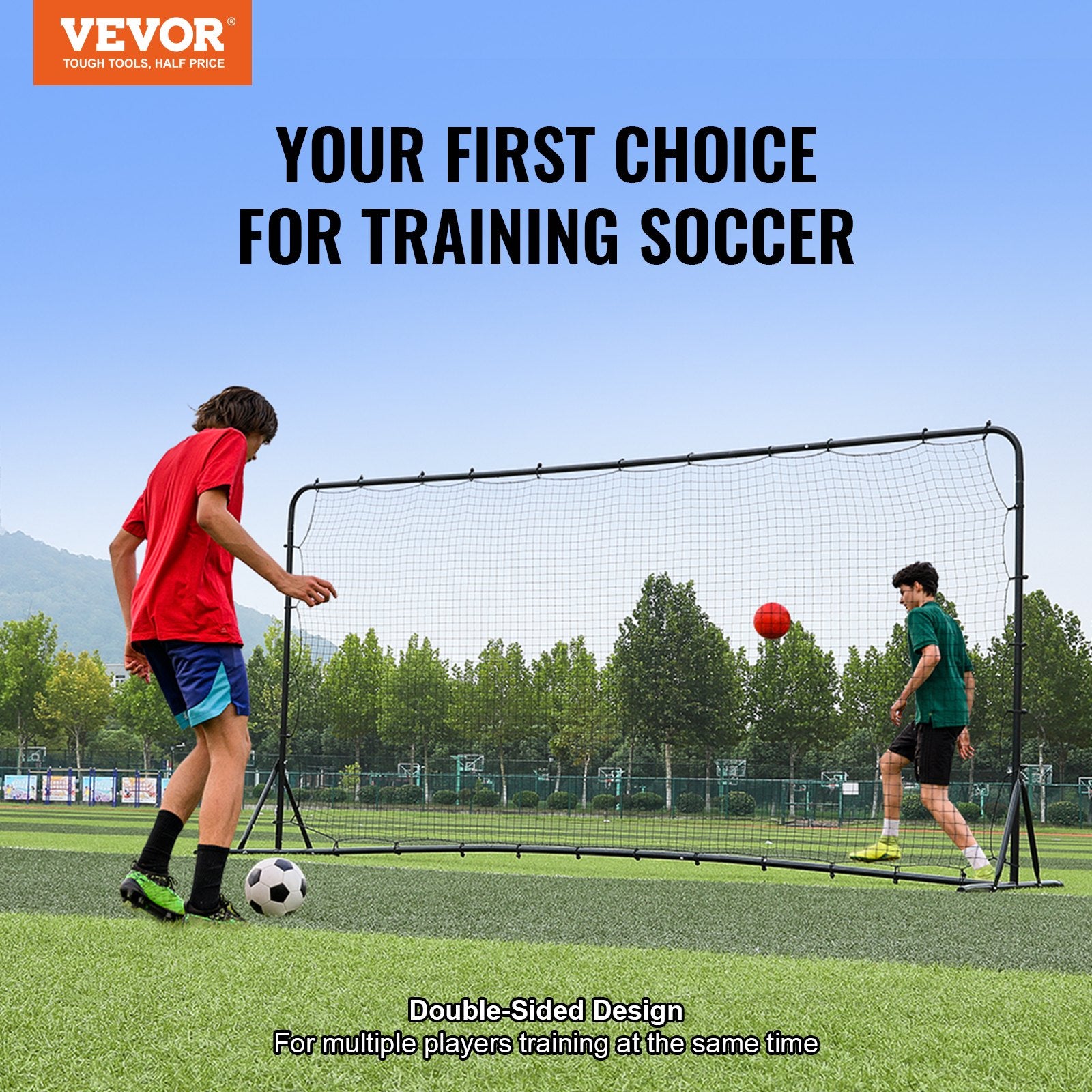 Soccer Rebounder Net, 12x6FT Iron Soccer Training Equipment, Sports Football Training Gift with Portable Bag, Volleyball Rebounder Wall Perfect for Backyard Practicing, Solo Training, Passing