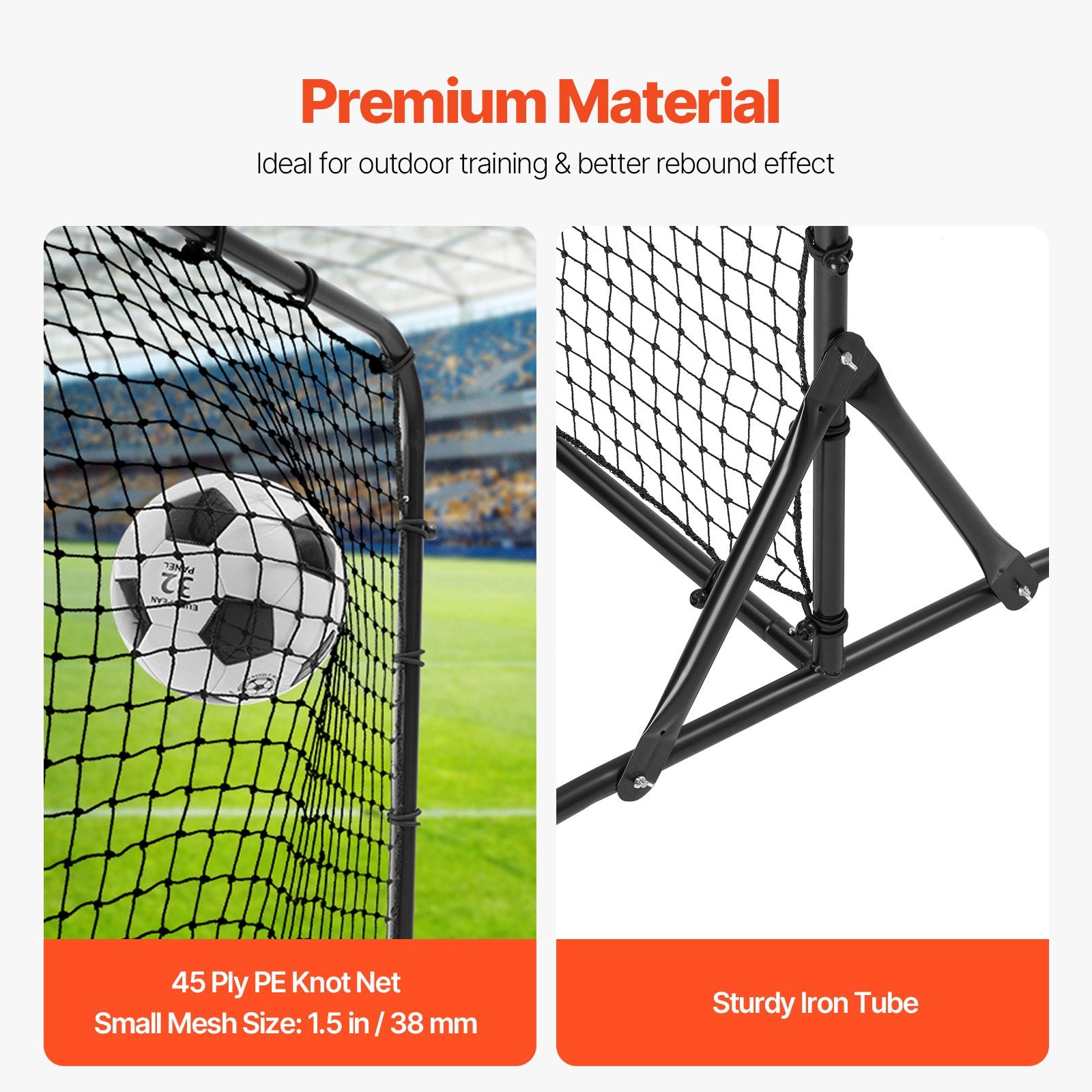 Soccer & Soccer Accessories: VEVOR 6x4FT Soccer Rebound Trainer Soccer Training Equipment Double-Sided Net