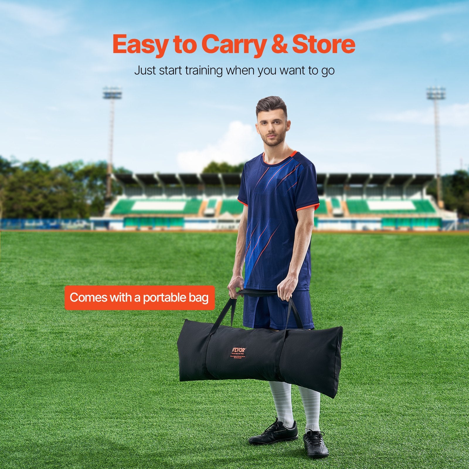 Soccer & Soccer Accessories: VEVOR 7x7FT Soccer Rebounder Portable Soccer Trainer Net with Portable Bag