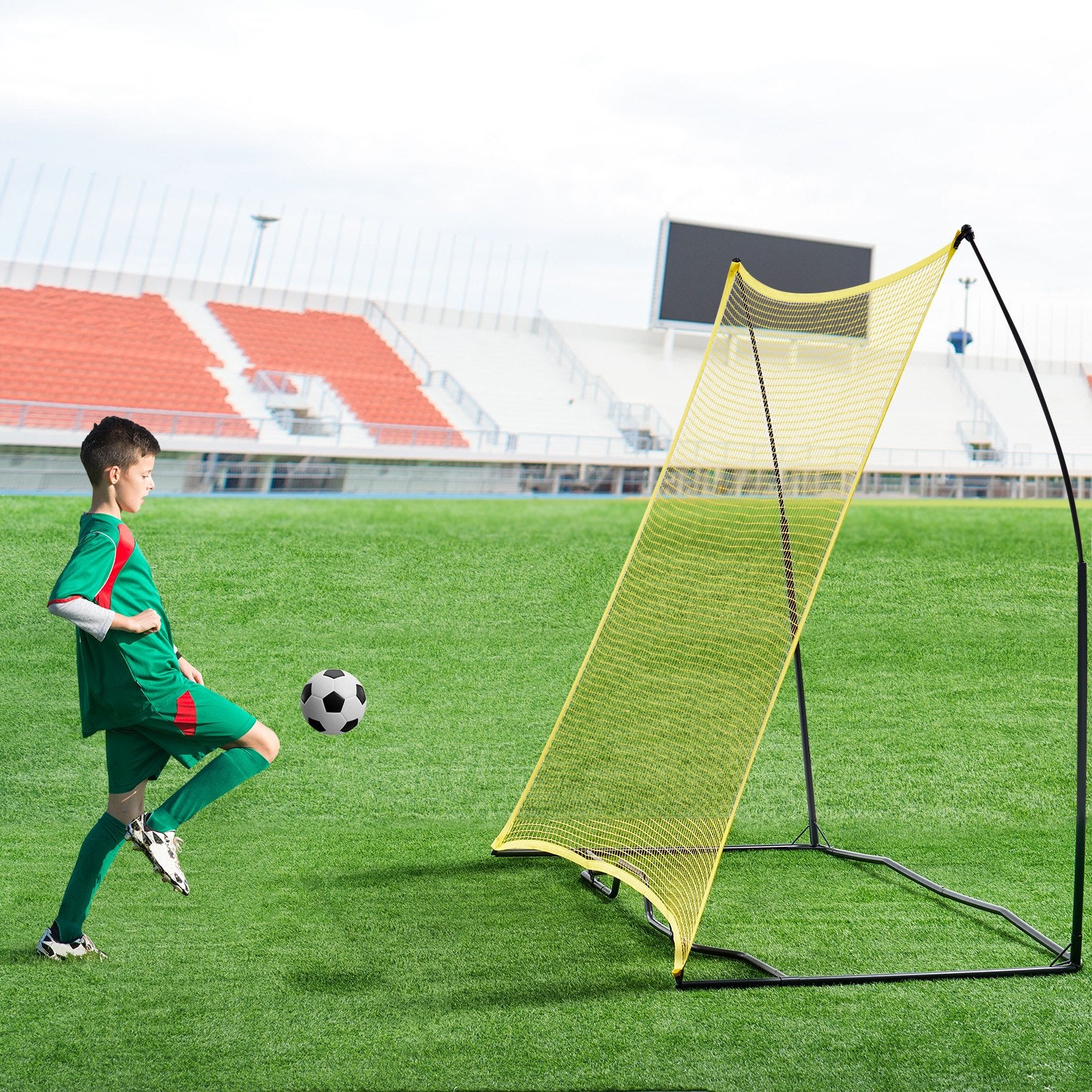 Soccer & Soccer Accessories: VEVOR 7x7FT Soccer Rebounder Portable Soccer Trainer Net with Portable Bag