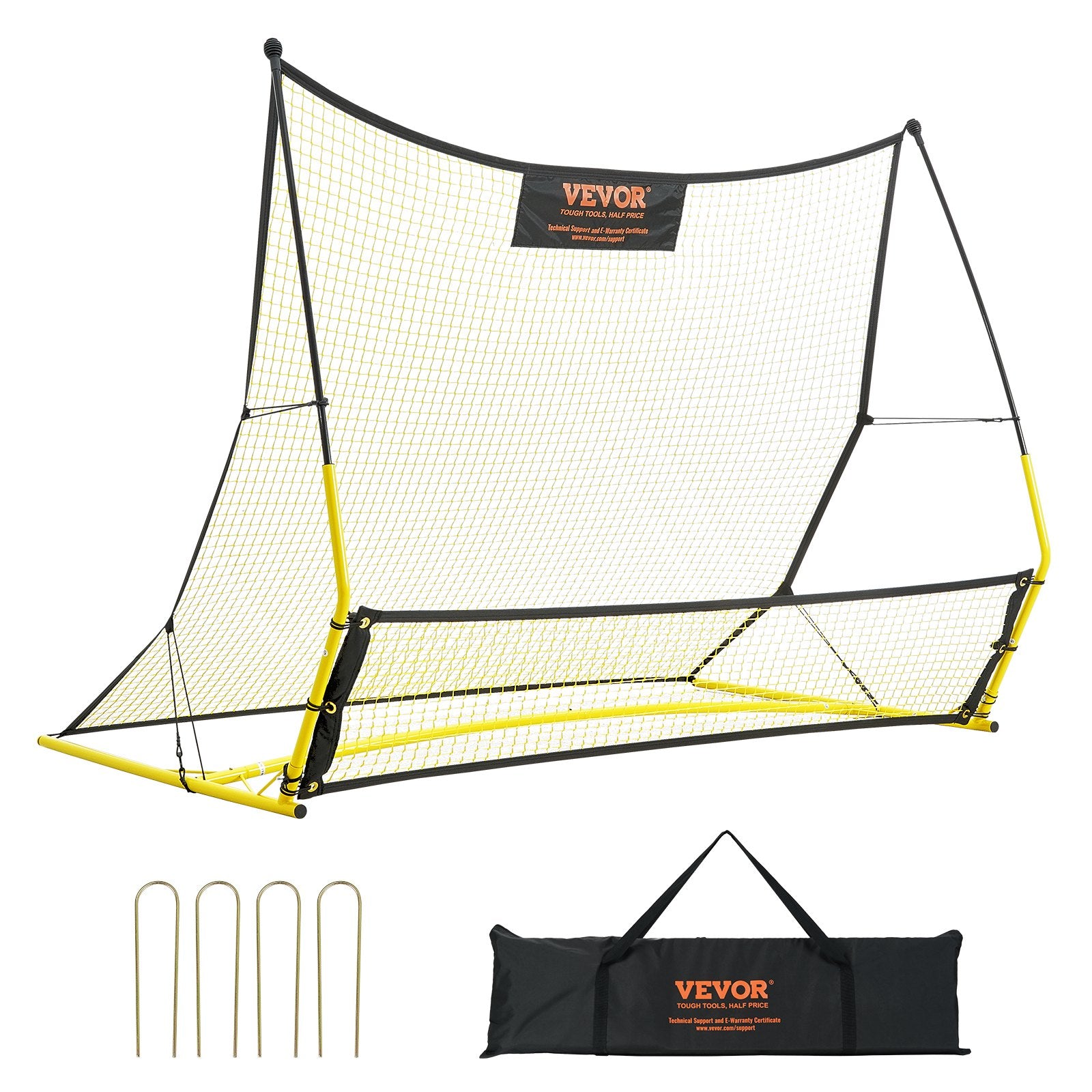 Soccer & Soccer Accessories: VEVOR Soccer Trainer, 2-IN-1 Portable Soccer Rebounder Net, Iron Soccer Practice Equipment, Sports Football Rebounder Wall with Portable Bag, Perfect for Team Solo Training, Passing, Volley