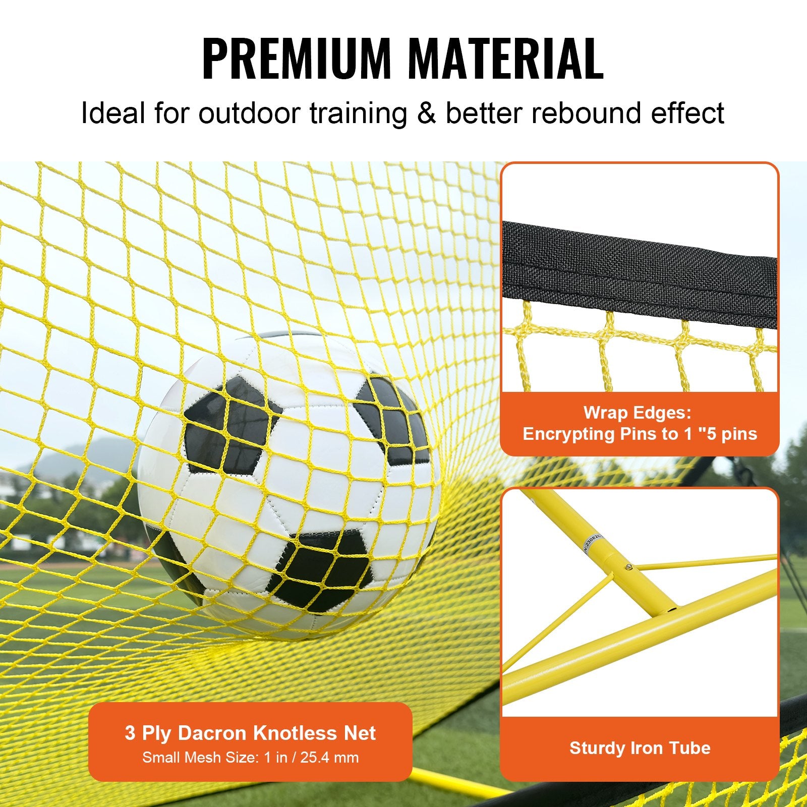 Soccer & Soccer Accessories: VEVOR Soccer Trainer, 2-IN-1 Portable Soccer Rebounder Net, Iron Soccer Practice Equipment, Sports Football Rebounder Wall with Portable Bag, Perfect for Team Solo Training, Passing, Volley