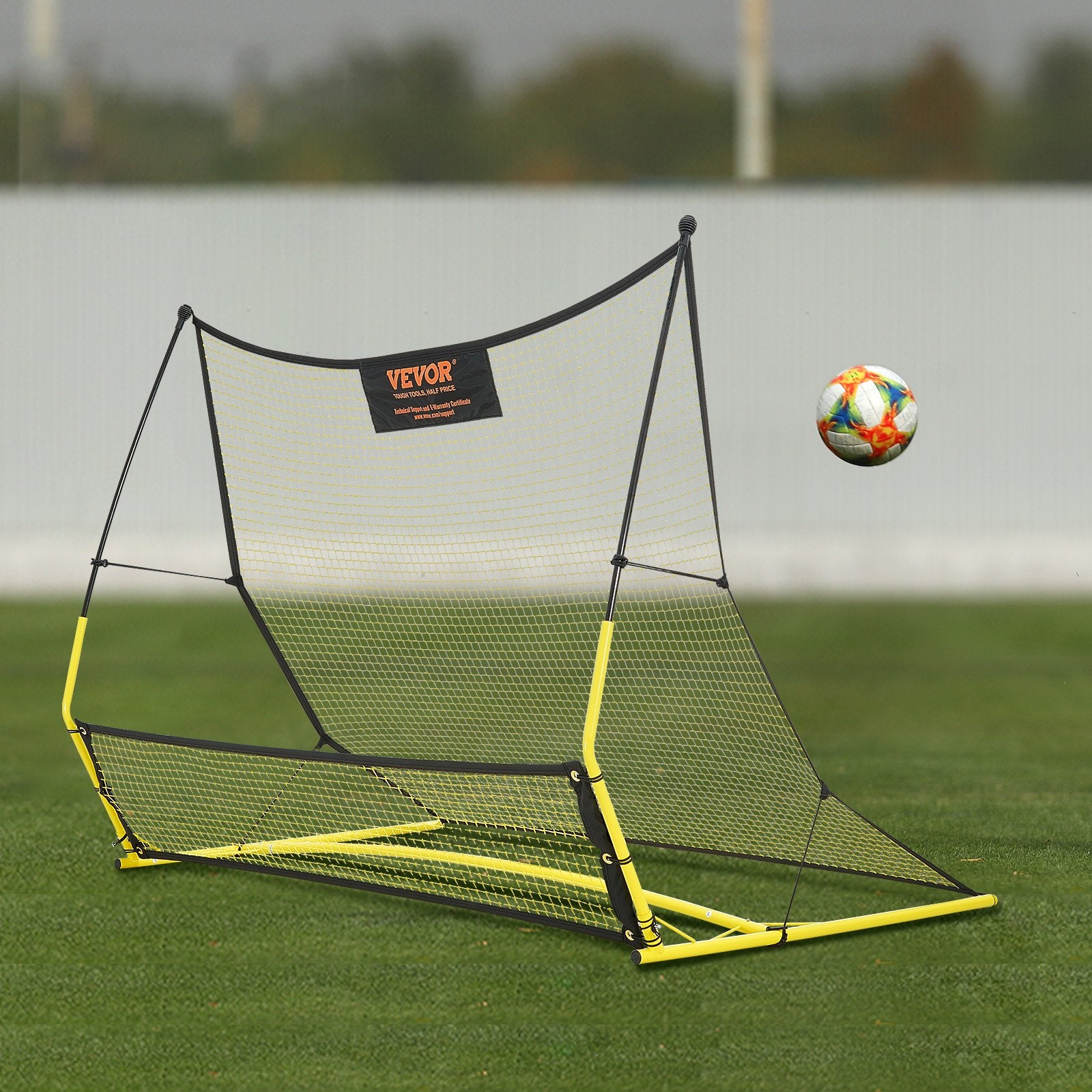 Soccer & Soccer Accessories: VEVOR Soccer Trainer, 2-IN-1 Portable Soccer Rebounder Net, Iron Soccer Practice Equipment, Sports Football Rebounder Wall with Portable Bag, Perfect for Team Solo Training, Passing, Volley