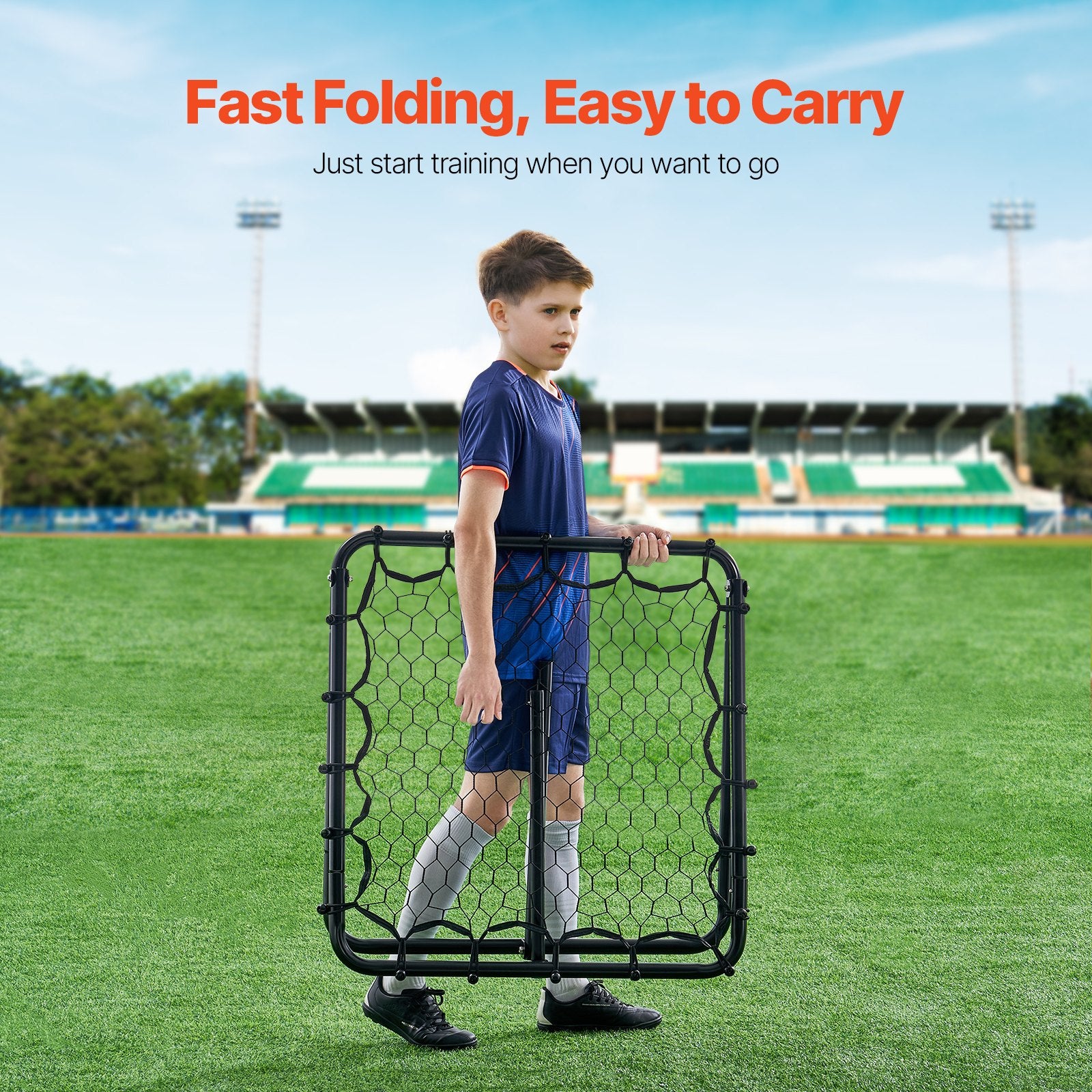 Soccer & Soccer Accessories: VEVOR 34"x34" Soccer Rebounder Net Kick-Back Portable Football Training Gifts
