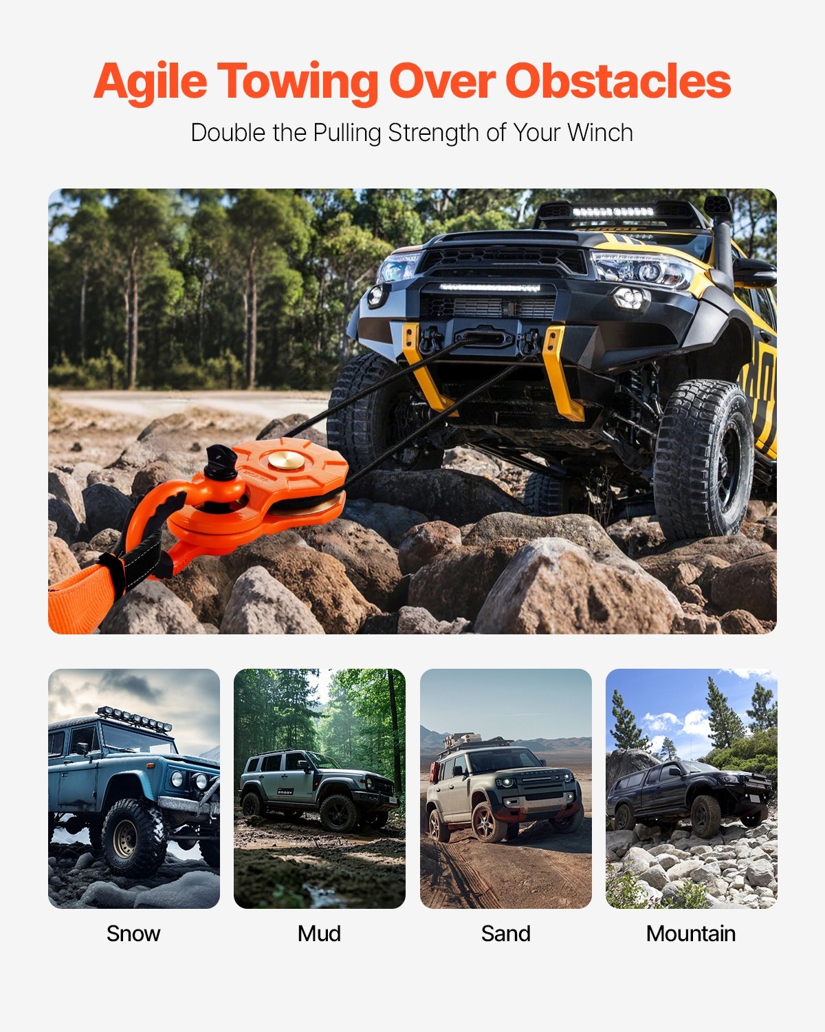 Automotive Lifts & Hoists: VEVOR 10 Ton Recovery Winch Snatch Block 22,000 lbs Capacity Off Road ATV UTV