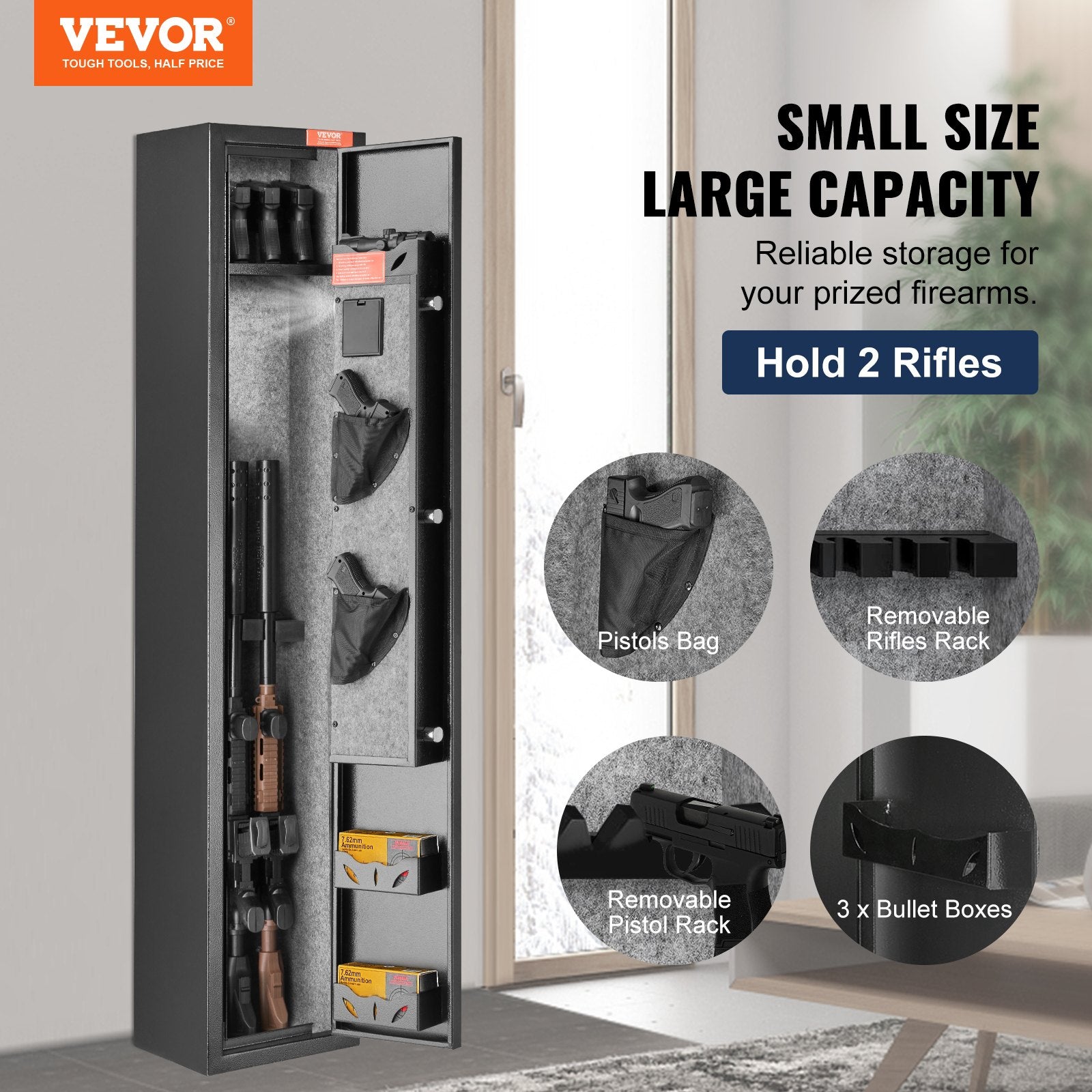 Electronic Door Locks: VEVOR Gun Safe Rifle Safe with Digital Keypad & Lock for 3 Rifles and 4 Pistols