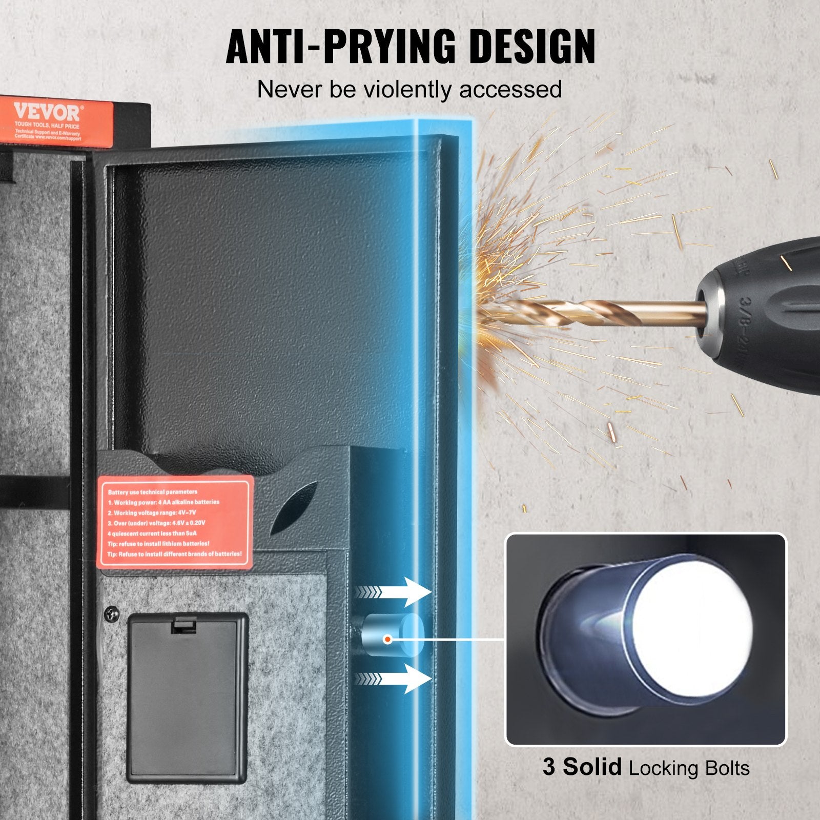 Electronic Door Locks: VEVOR Gun Safe Rifle Safe with Digital Keypad & Lock for 3 Rifles and 4 Pistols