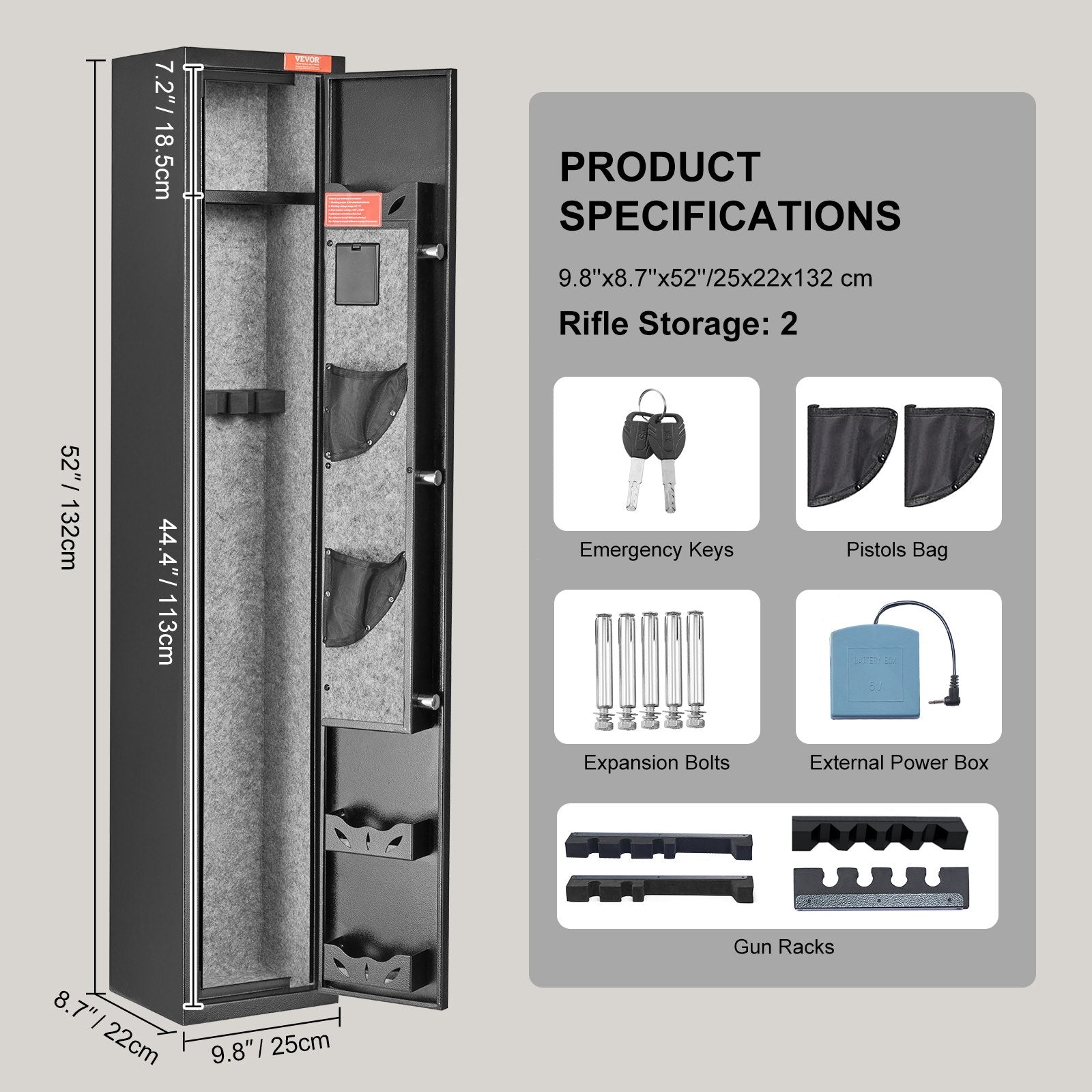 Electronic Door Locks: VEVOR Gun Safe Rifle Safe with Digital Keypad & Lock for 3 Rifles and 4 Pistols