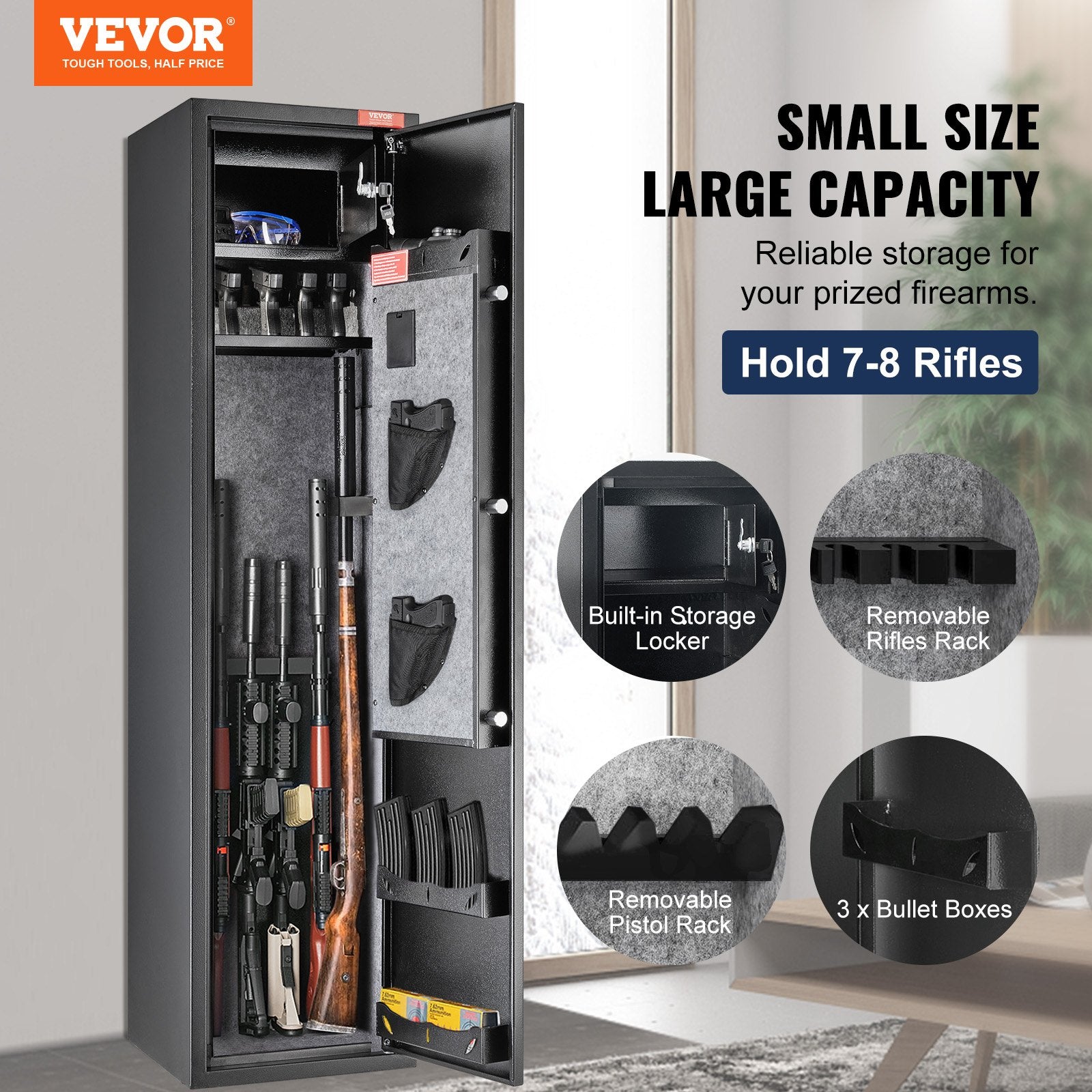 Storage Cabinets & Lockers: VEVOR Gun Safe Rifle Safe with Digital Keypad & Lock 5 Rifles Storage Cabinet