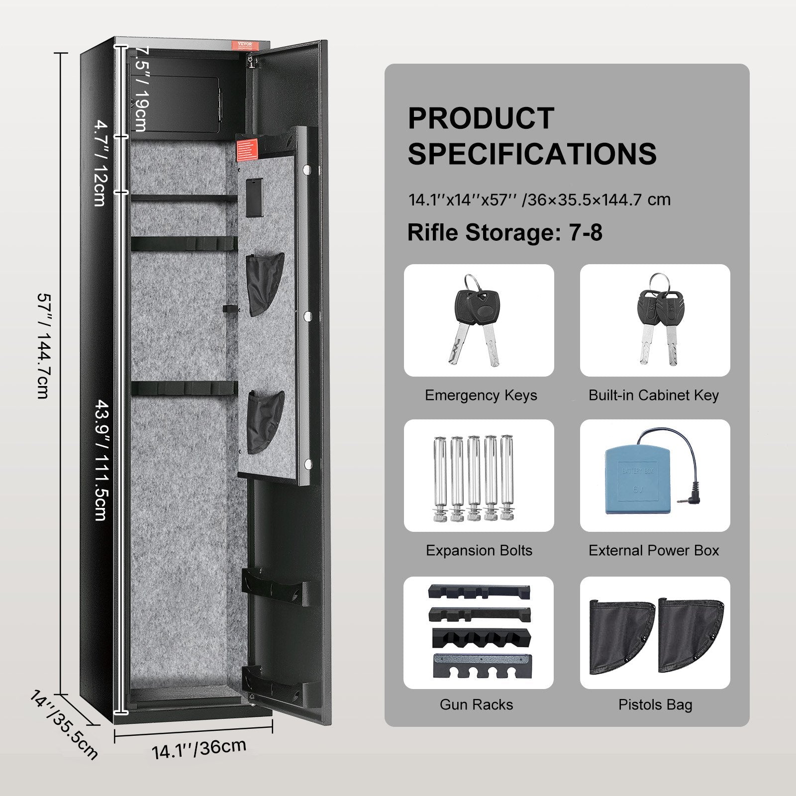 Storage Cabinets & Lockers: VEVOR Gun Safe Rifle Safe with Digital Keypad & Lock 5 Rifles Storage Cabinet