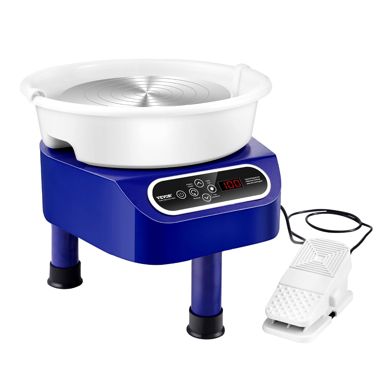 Pottery Wheel, 10 inch Pottery Forming Machine, 350W Electric Wheel for Pottery with Foot Pedal and LCD Touch Screen, Direct Drive Ceramic Wheel with 3 Support Legs for DIY Art Craft, Blue