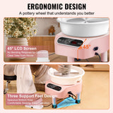 Mobility & Accessibility: VEVOR Pottery Wheel, 10 inch Pottery Forming Machine, 350W Electric Wheel for Pottery with Foot Pedal and LCD Touch Screen, Direct Drive Ceramic Wheel with 3 Support Legs for DIY Art Craft, Pink