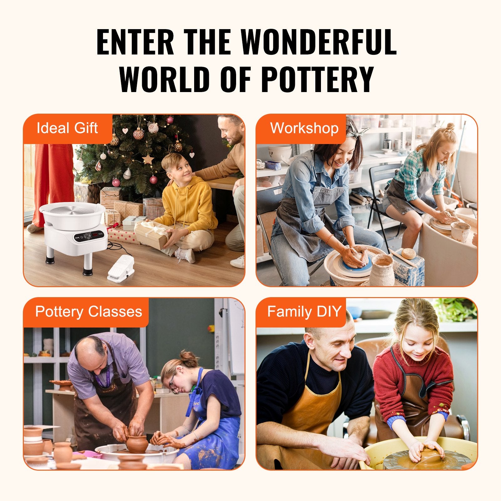 Mobility & Accessibility: VEVOR Pottery Wheel, 10 inch Pottery Forming Machine, 350W Electric Wheel for Pottery with Foot Pedal and LCD Touch Screen, Direct Drive Ceramic Wheel with 3 Support Legs for DIY Art Craft, White