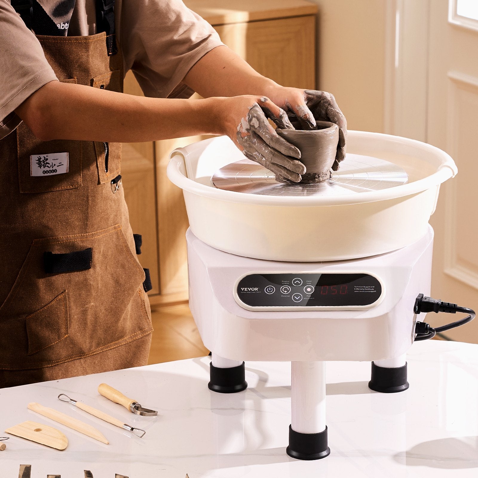 Mobility & Accessibility: VEVOR Pottery Wheel, 10 inch Pottery Forming Machine, 350W Electric Wheel for Pottery with Foot Pedal and LCD Touch Screen, Direct Drive Ceramic Wheel with 3 Support Legs for DIY Art Craft, White