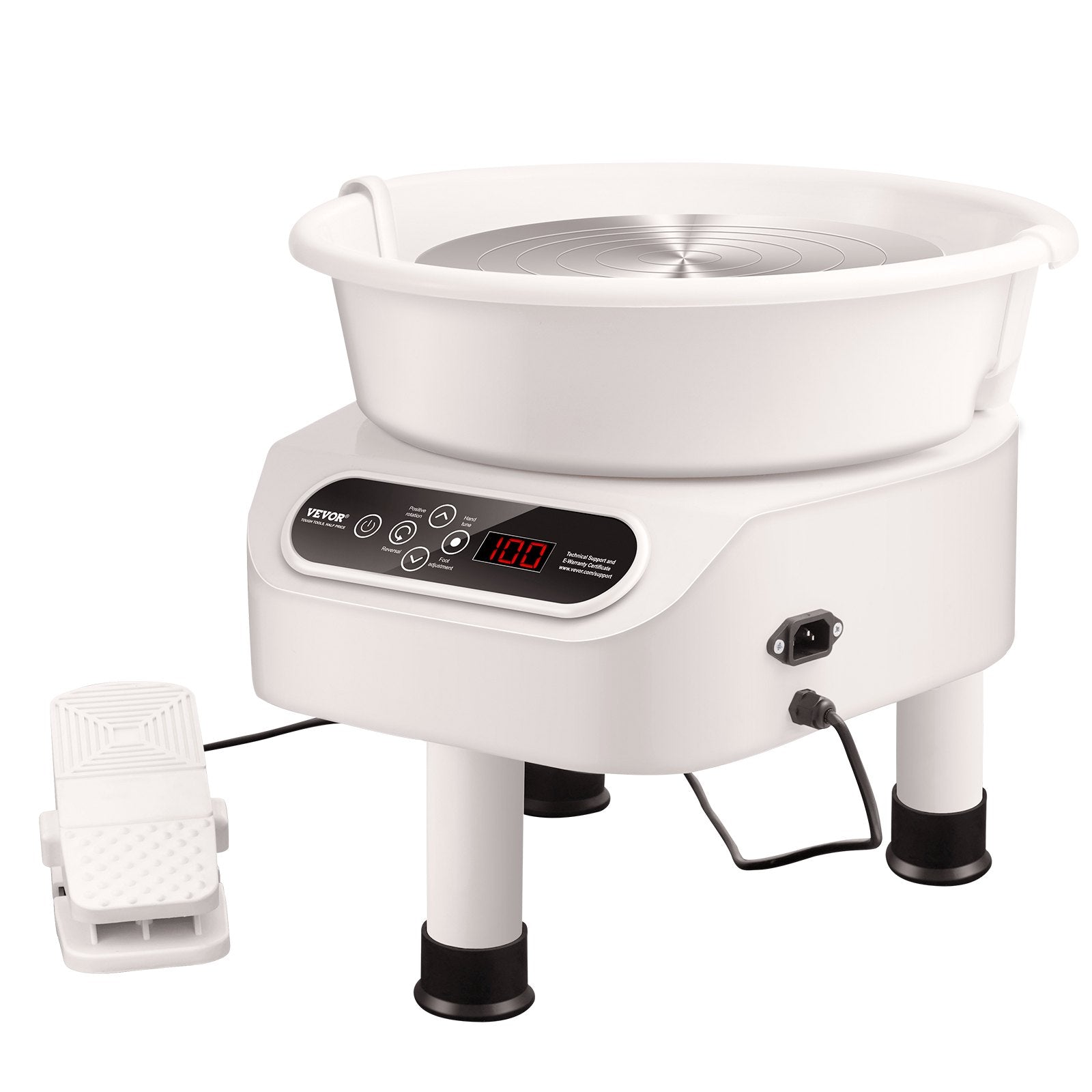Mobility & Accessibility: VEVOR Pottery Wheel, 10 inch Pottery Forming Machine, 350W Electric Wheel for Pottery with Foot Pedal and LCD Touch Screen, Direct Drive Ceramic Wheel with 3 Support Legs for DIY Art Craft, White