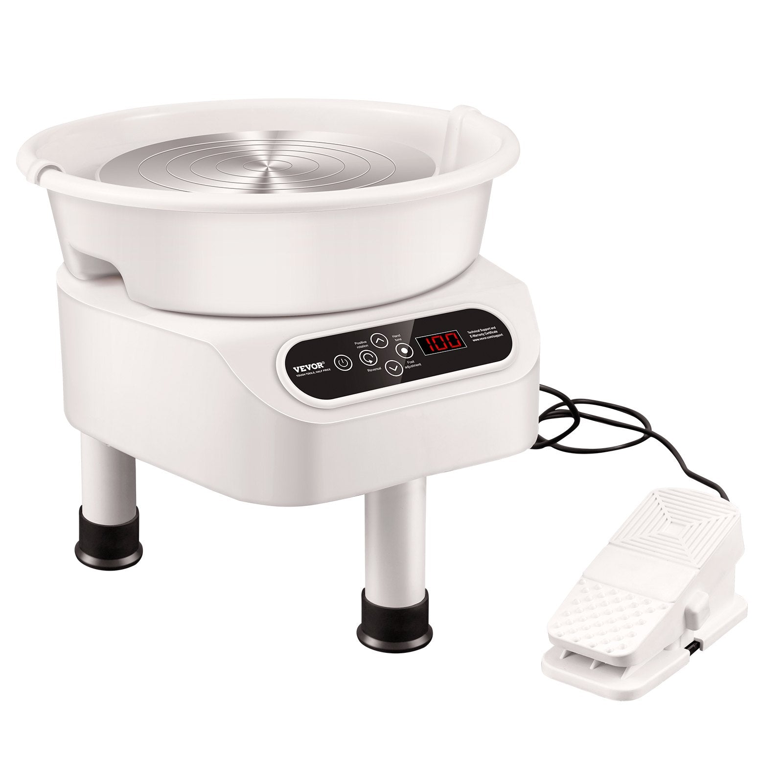 Mobility & Accessibility: VEVOR Pottery Wheel, 11 inch Pottery Forming Machine, 450W Electric Wheel for Pottery with Foot Pedal and LCD Touch Screen, Direct Drive Ceramic Wheel with 3 Support Legs for DIY Art Craft, White