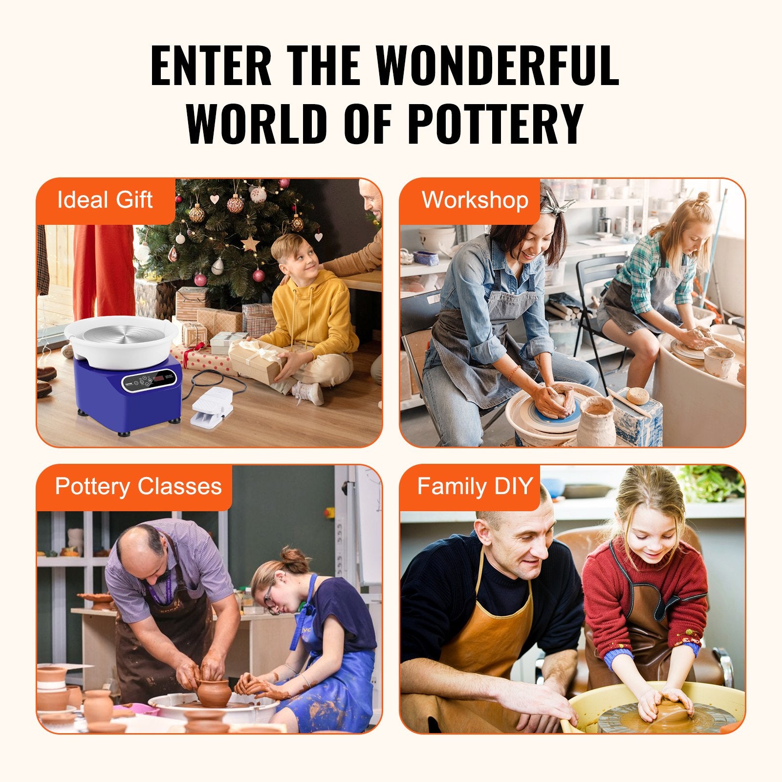Kitchen Utensils: VEVOR Pottery Wheel, 10 inch Pottery Forming Machine, 350W Electric Wheel for Pottery with Foot Pedal and LCD Touch Screen, Direct Drive Ceramic Wheel with Shaping Tools for DIY Art Craft, Blue