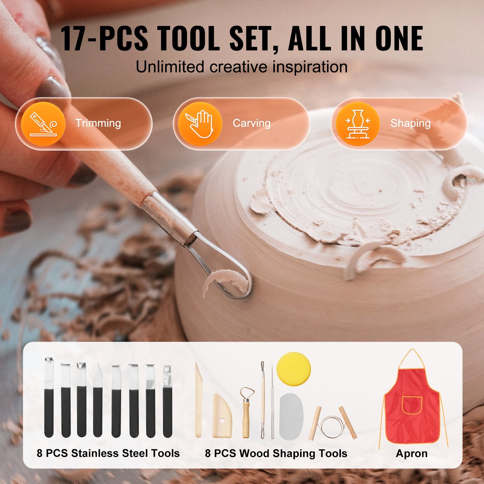Kitchen Utensils: VEVOR Pottery Wheel, 11 inch Pottery Forming Machine, 350W Electric Wheel for Pottery with Foot Pedal and LCD Touch Screen, Direct Drive Ceramic Wheel with Shaping Tools for DIY Art Craft, White