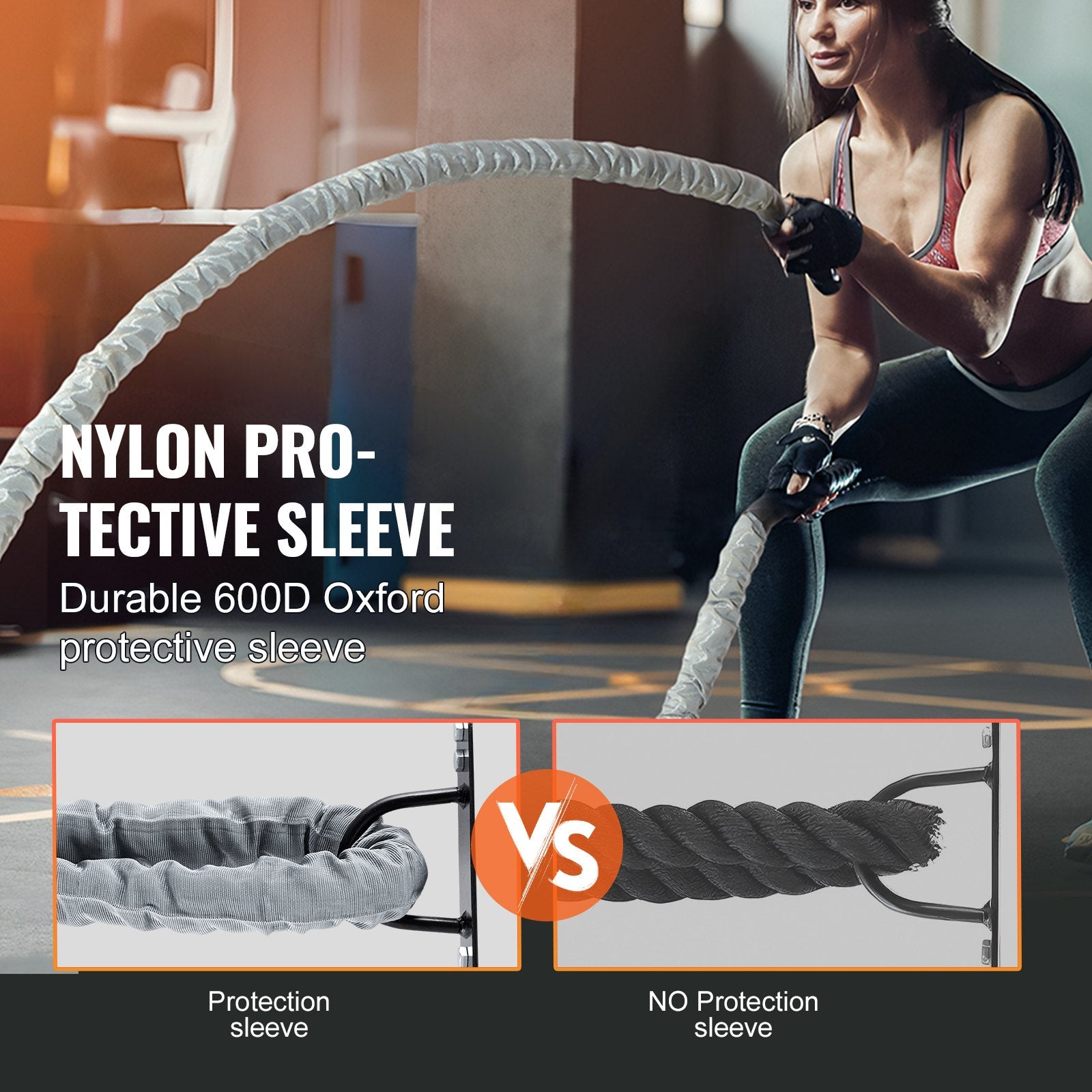Gym Equipment & Accessories: VEVOR Battle Rope 1.5" 30Ft Gym Workout Strength Training Exercise Fitness Rope