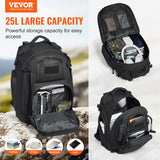 Camp Safety Equipment: VEVOR Tactical Backpack 25L Military Backpack with Molle Mode & Sponge Pad Black