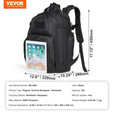 Camp Safety Equipment: VEVOR Tactical Backpack 25L Military Backpack with Molle Mode & Sponge Pad Black