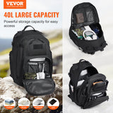 Camp Safety Equipment: VEVOR Tactical Backpack 40L Military Backpack with Molle Mode & Sponge Pad Black