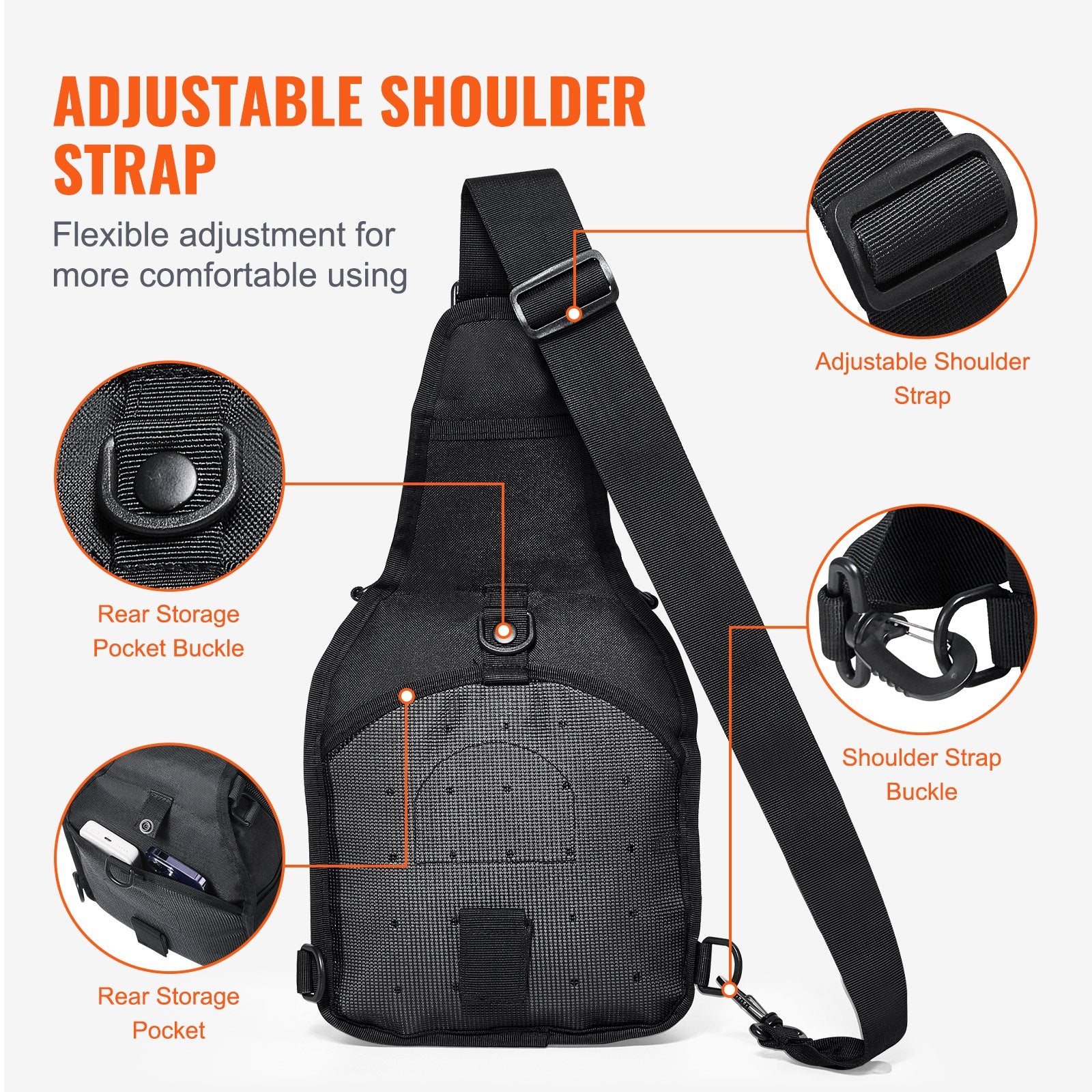 Suitcases: VEVOR Tactical Sling Bag 10L Military Rover Shoulder Sling Backpack Black