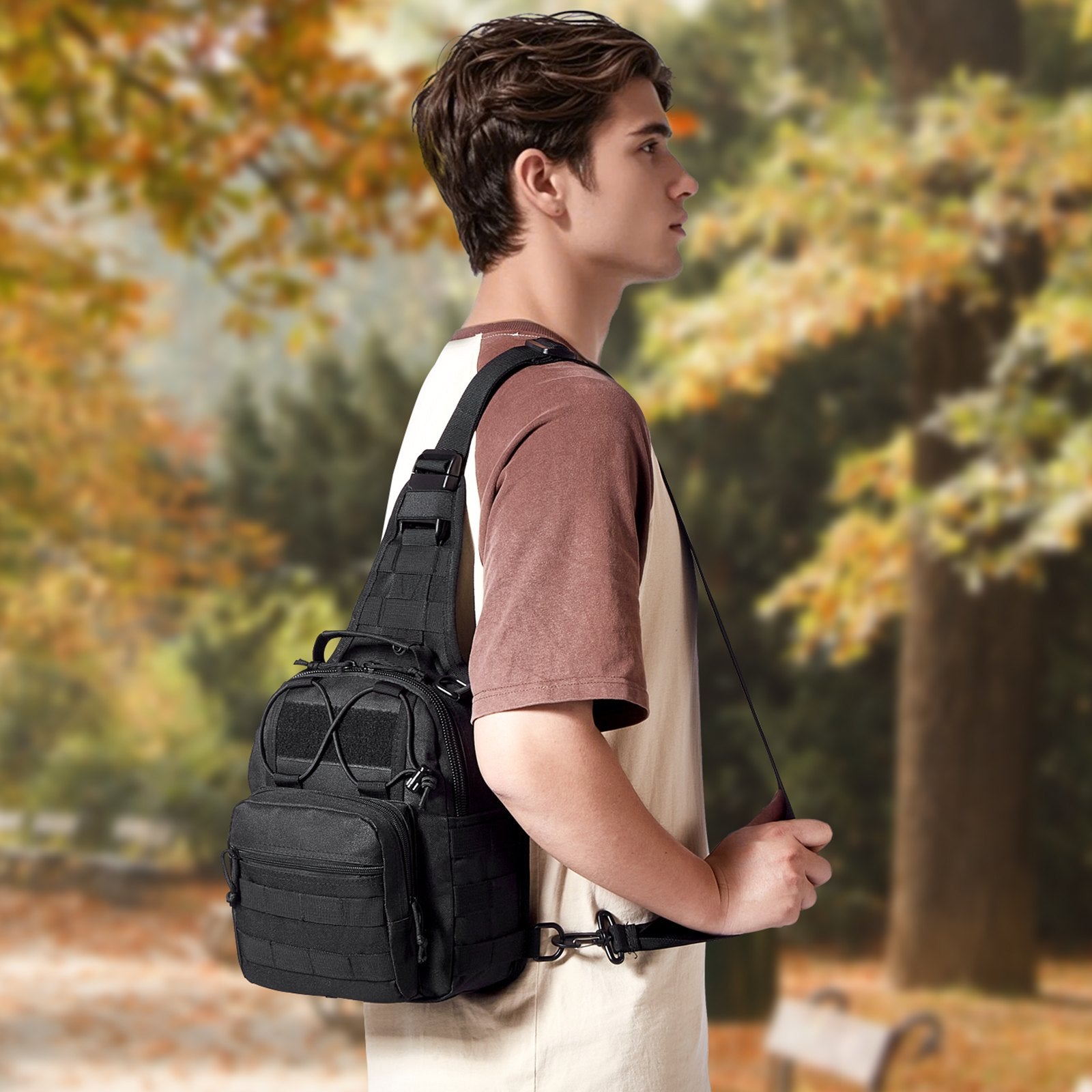 Suitcases: VEVOR Tactical Sling Bag 10L Military Rover Shoulder Sling Backpack Black