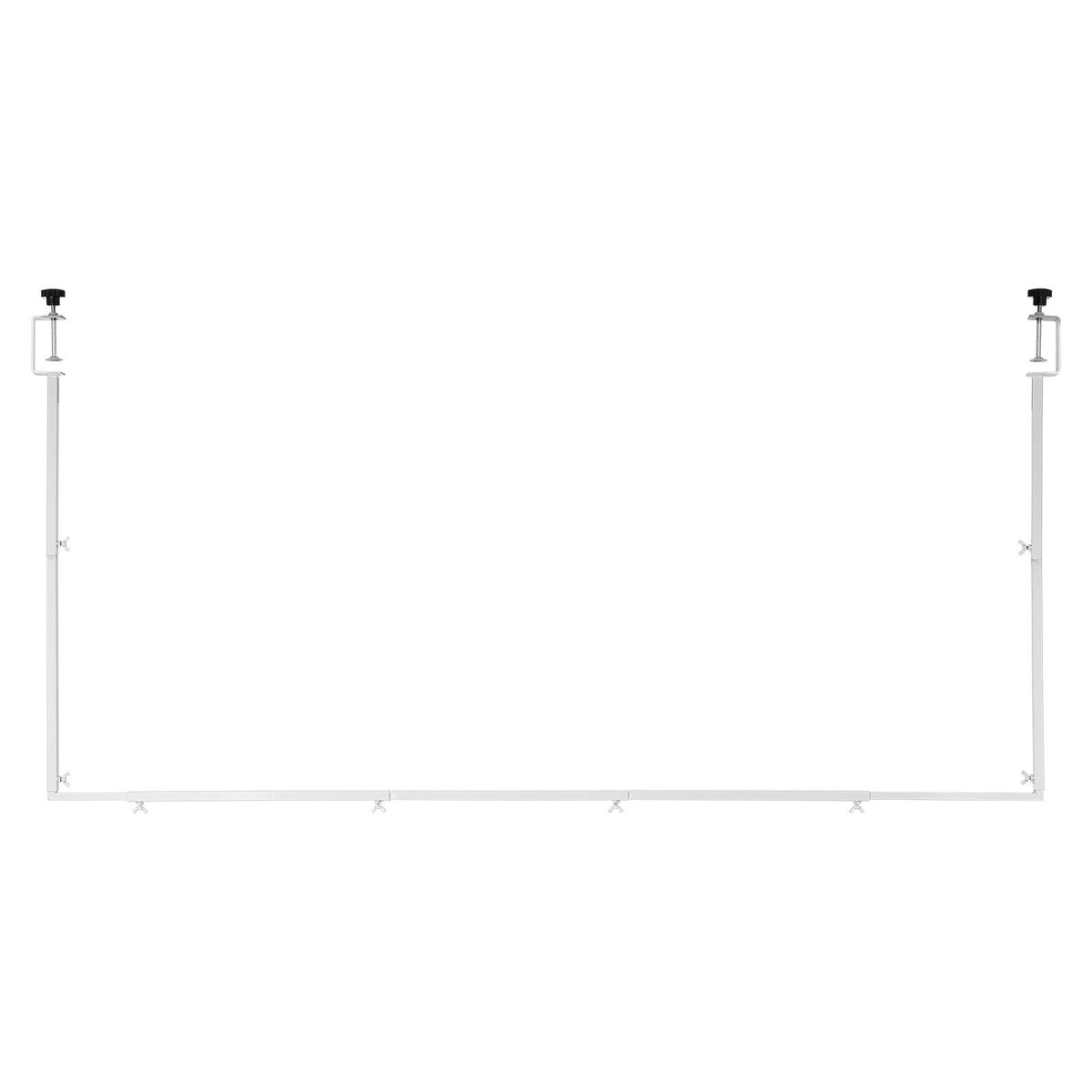 Over The Table Rod Stand with Clamps, 13"-42'' Tall & 28"-98" Length Adjustable, Metal Table Arch Stand, Tabletop Balloon Arch Frame for Wedding Birthday Party Christmas Decorations, White