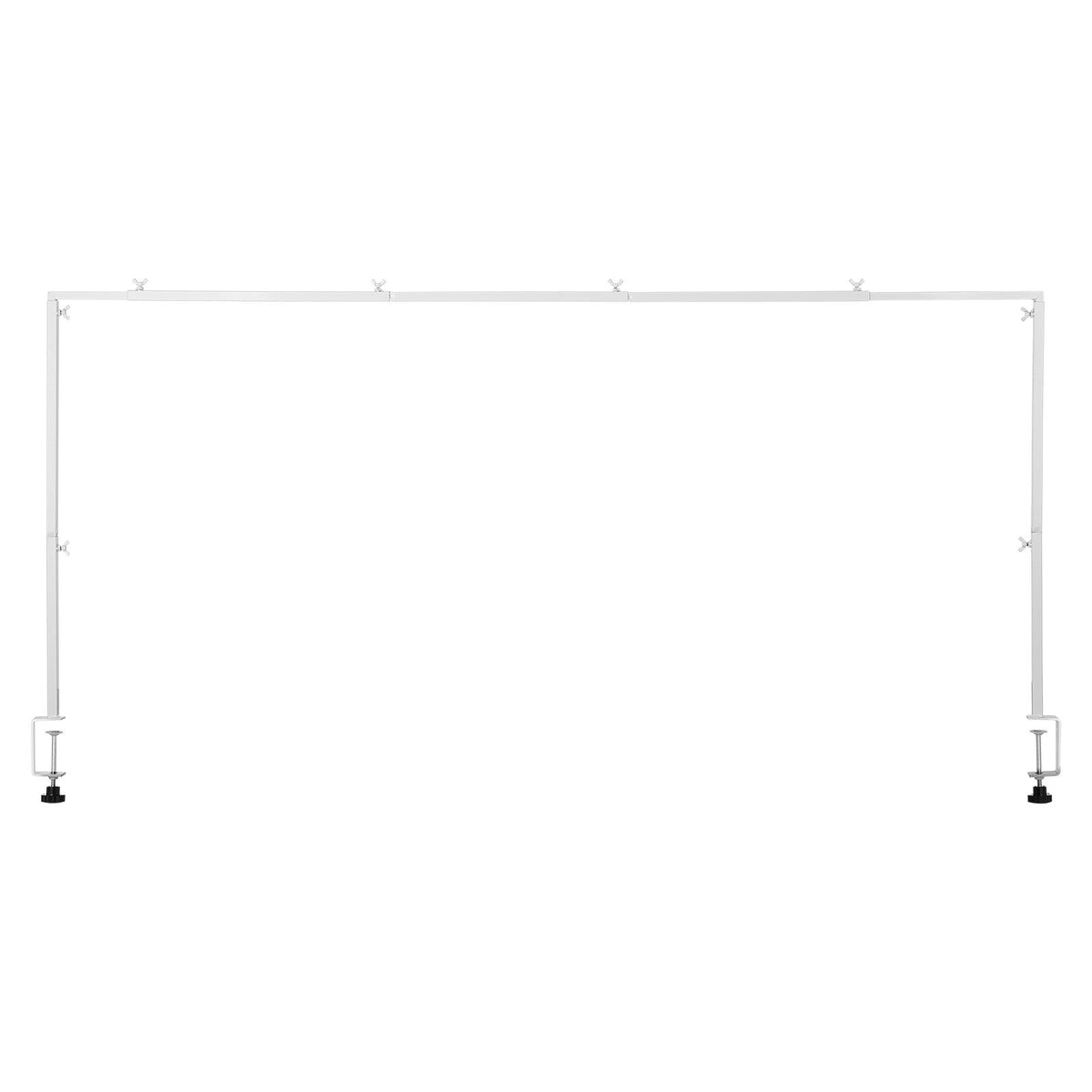 Over The Table Rod Stand with Clamps, 13"-42'' Tall & 28"-98" Length Adjustable, Metal Table Arch Stand, Tabletop Balloon Arch Frame for Wedding Birthday Party Christmas Decorations, White