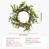 Christmas Wreaths & Garlands: VEVOR Artificial Decorative Wreath 55.88 cm Pink Green with Daisies Year Round