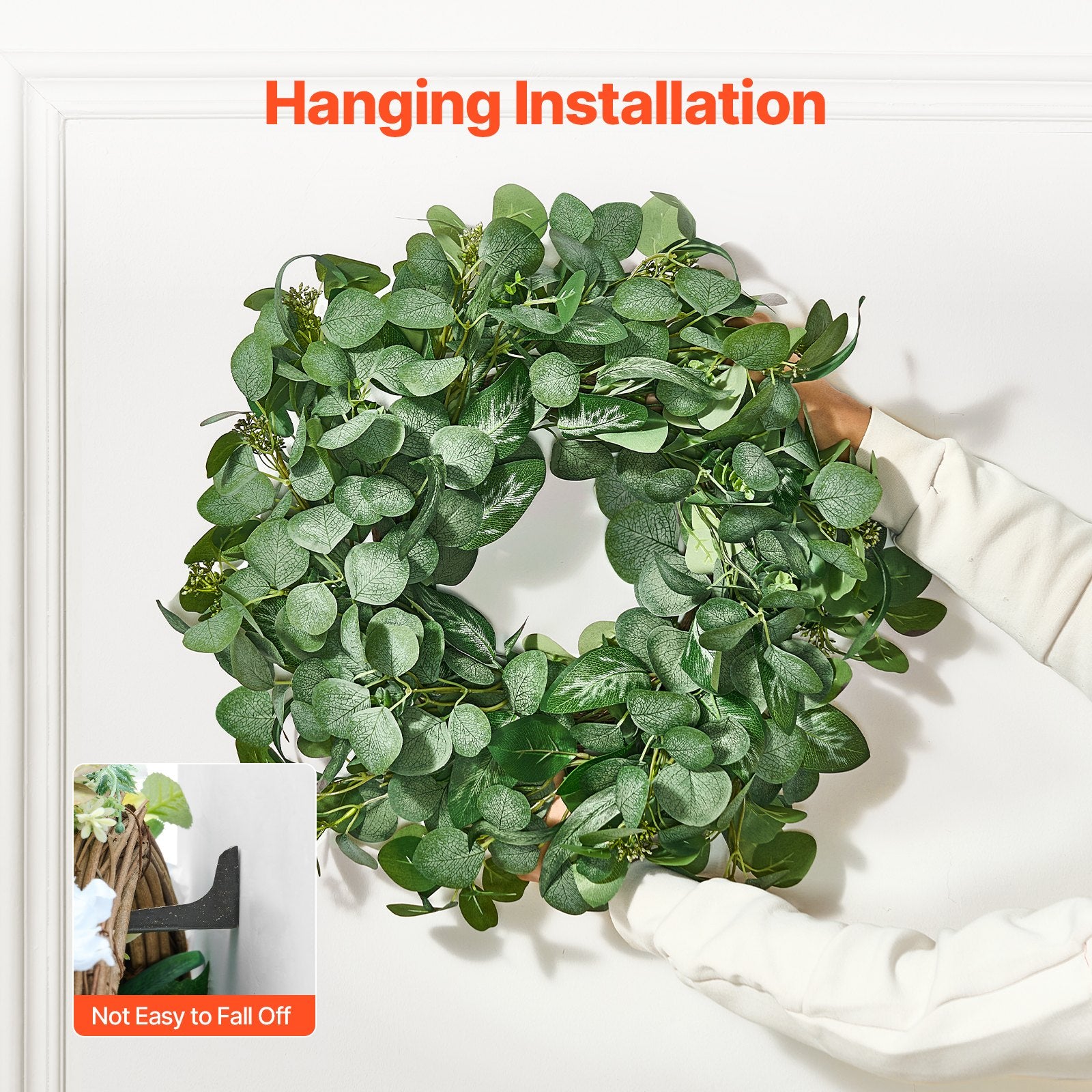 Garden Ornaments: VEVOR Artificial Decorative Wreath 66.04 cm Green Eucalyptus Leaves Year Round