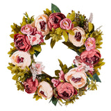 Garden Ornaments: VEVOR Artificial Decorative Wreath 48.26 cm Pink Peonies Hydrangeas Year Round
