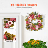 Garden Ornaments: VEVOR Artificial Decorative Wreath 48.26 cm Pink Peonies Hydrangeas Year Round