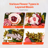 Garden Ornaments: VEVOR Artificial Decorative Wreath 48.26 cm Pink Peonies Hydrangeas Year Round