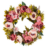 Garden Ornaments: VEVOR Artificial Decorative Wreath 48.26 cm Pink Peonies Hydrangeas Year Round