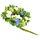 Garden Ornaments: VEVOR Artificial Decorative Wreath 58.42 cm Blue White Green Hydrangeas Roses