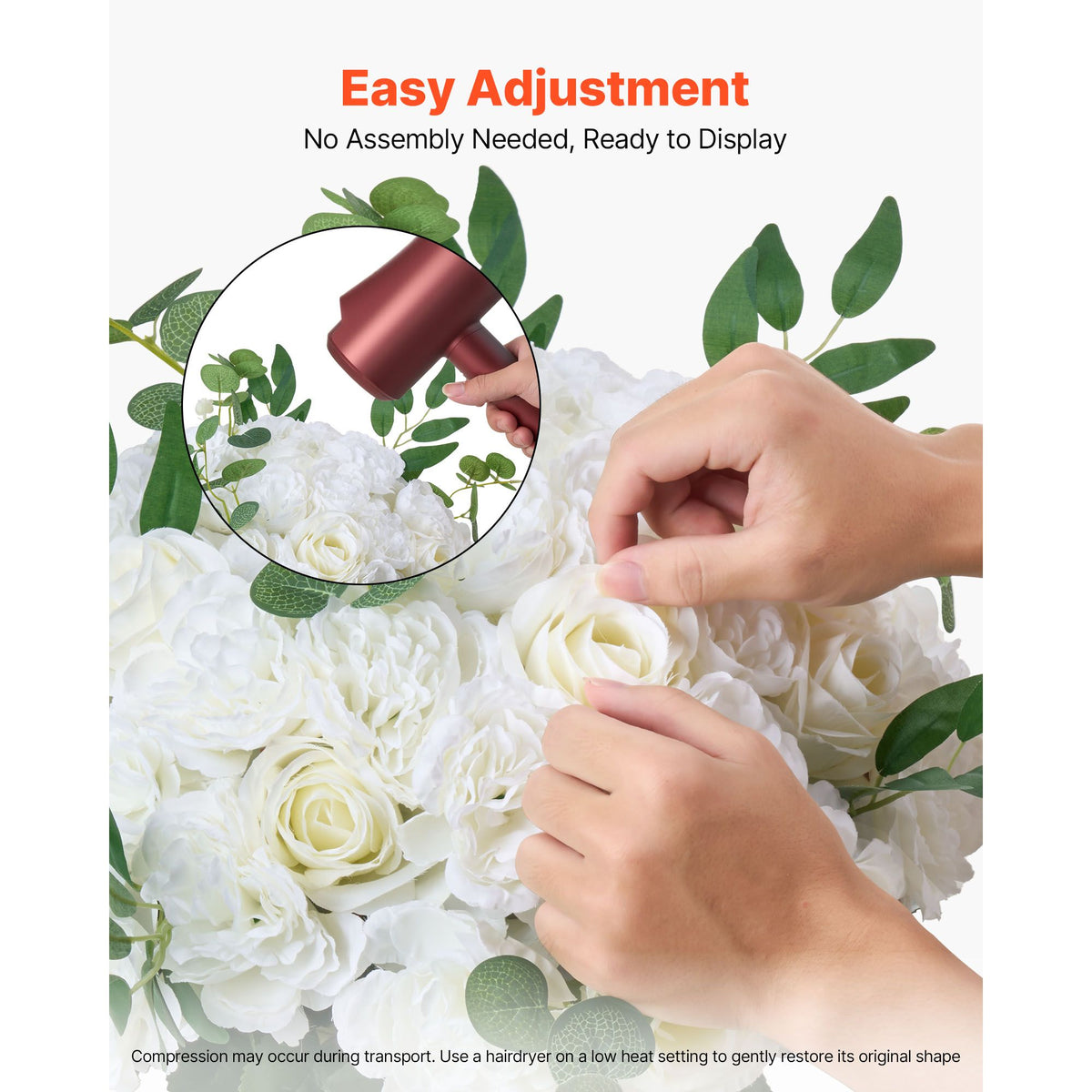 Flower Balls Arrangement Bouquet 10 PCS, 450 mm Diameter Artificial Flower Balls Wedding White Roses Centerpieces, Faux Flowers Arrangements for Wedding Centerpiece Home Table Decorations