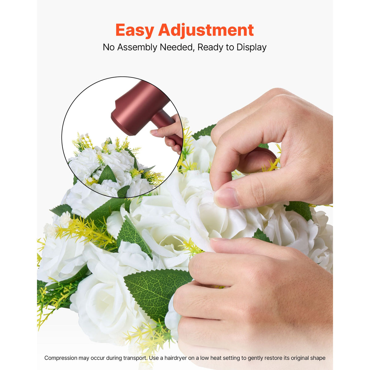 Flower Balls Arrangement Bouquet 10 PCS, 240 mm Diameter Artificial Flower Balls Wedding Rose Centerpieces, Faux Flowers Arrangements for Wedding Centerpiece Home Table Decorations, White