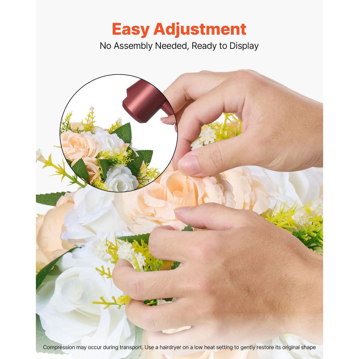 Flower Ball Arrangement Bouquet 10 PCS, 240 mm Diameter Artificial Flower Balls Wedding Table Centerpieces, Rose Arrangements for Wedding Centerpiece Home Decoration, Champagne & White Roses