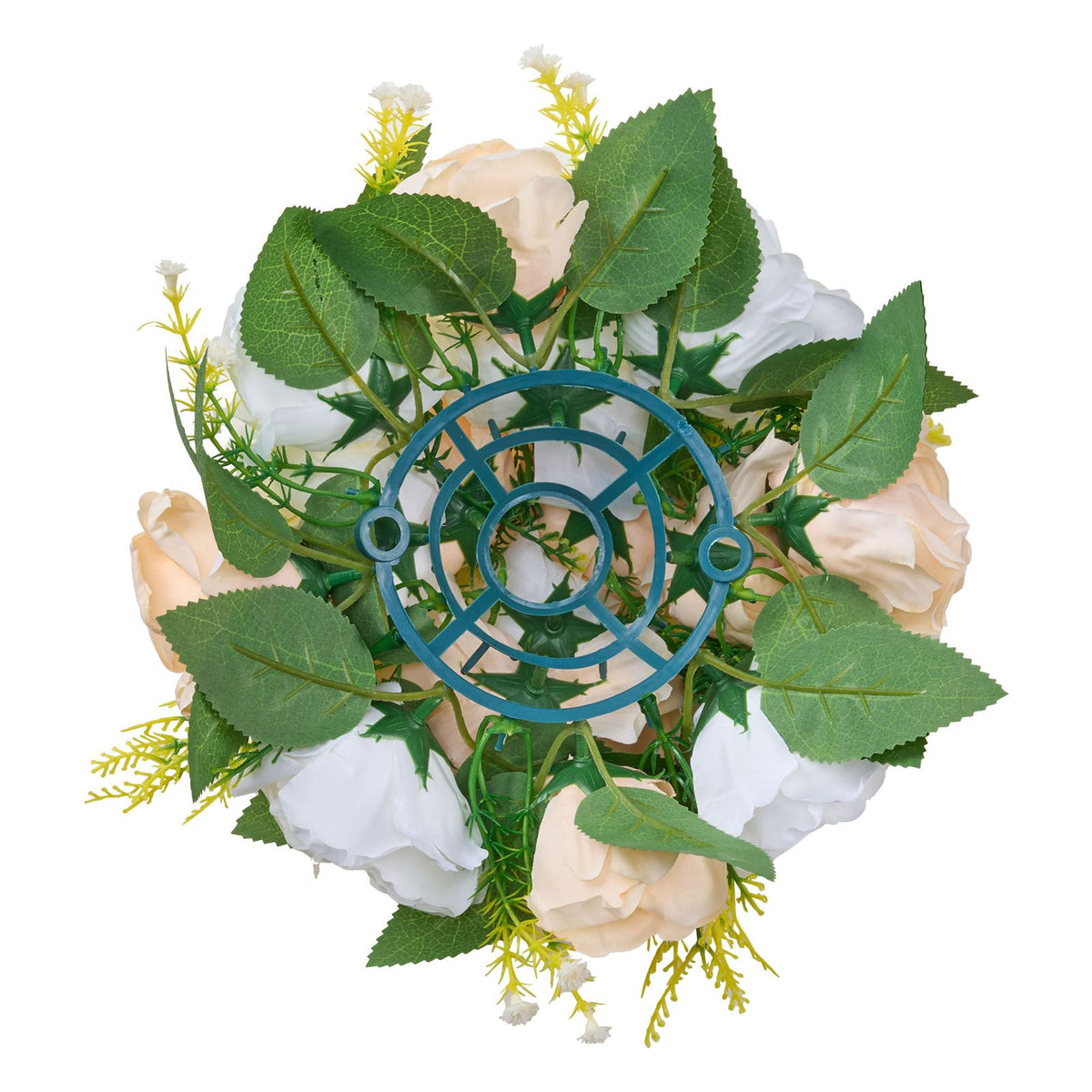 Flower Ball Arrangement Bouquet 10 PCS, 240 mm Diameter Artificial Flower Balls Wedding Table Centerpieces, Rose Arrangements for Wedding Centerpiece Home Decoration, Champagne & White Roses