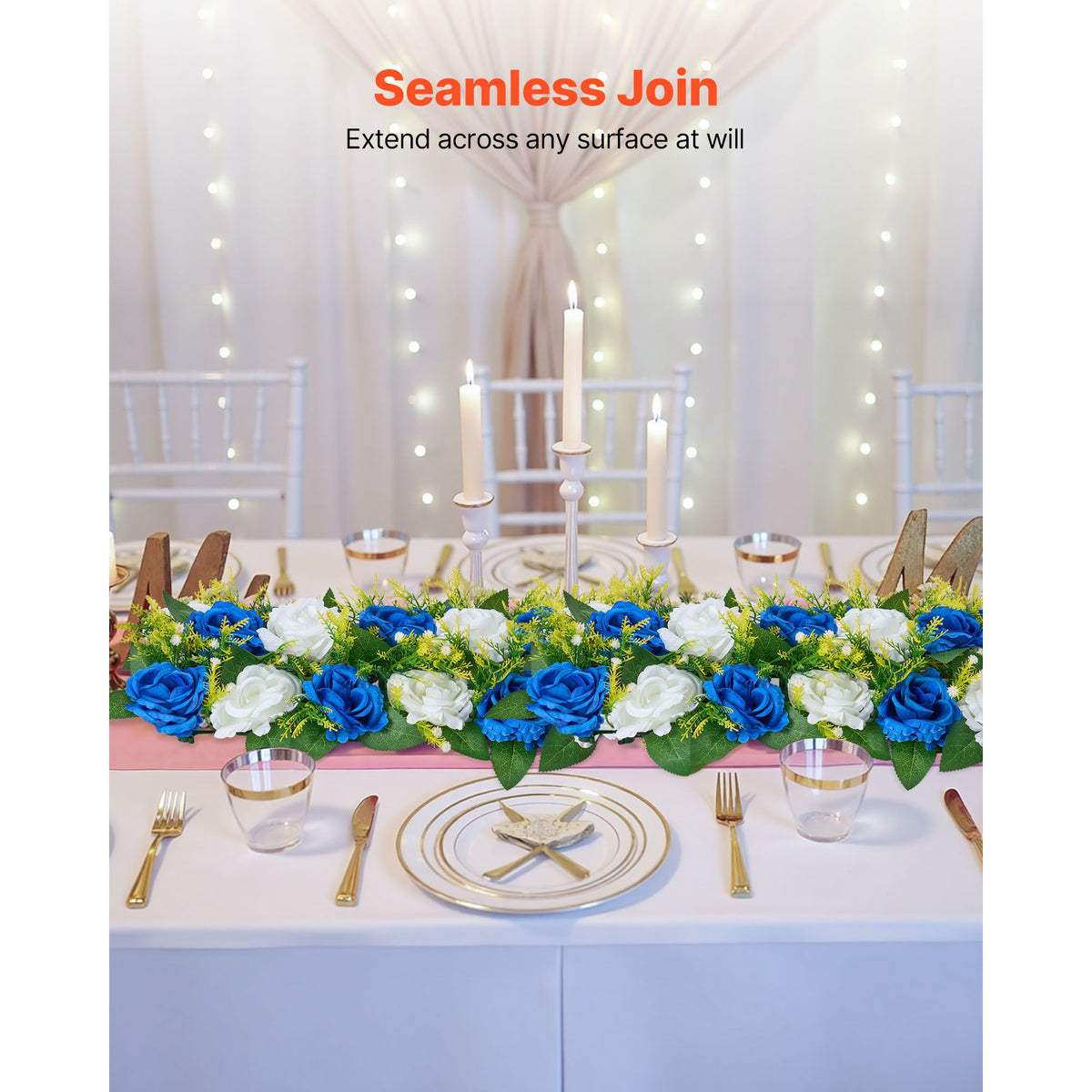 Flower Ball Arrangement Bouquet 10 PCS, 500 x 220 mm Artificial Flower Balls Wedding Table Centerpieces, Faux Rose Arrangements for Wedding Centerpiece Home Decoration, Blue and White Roses