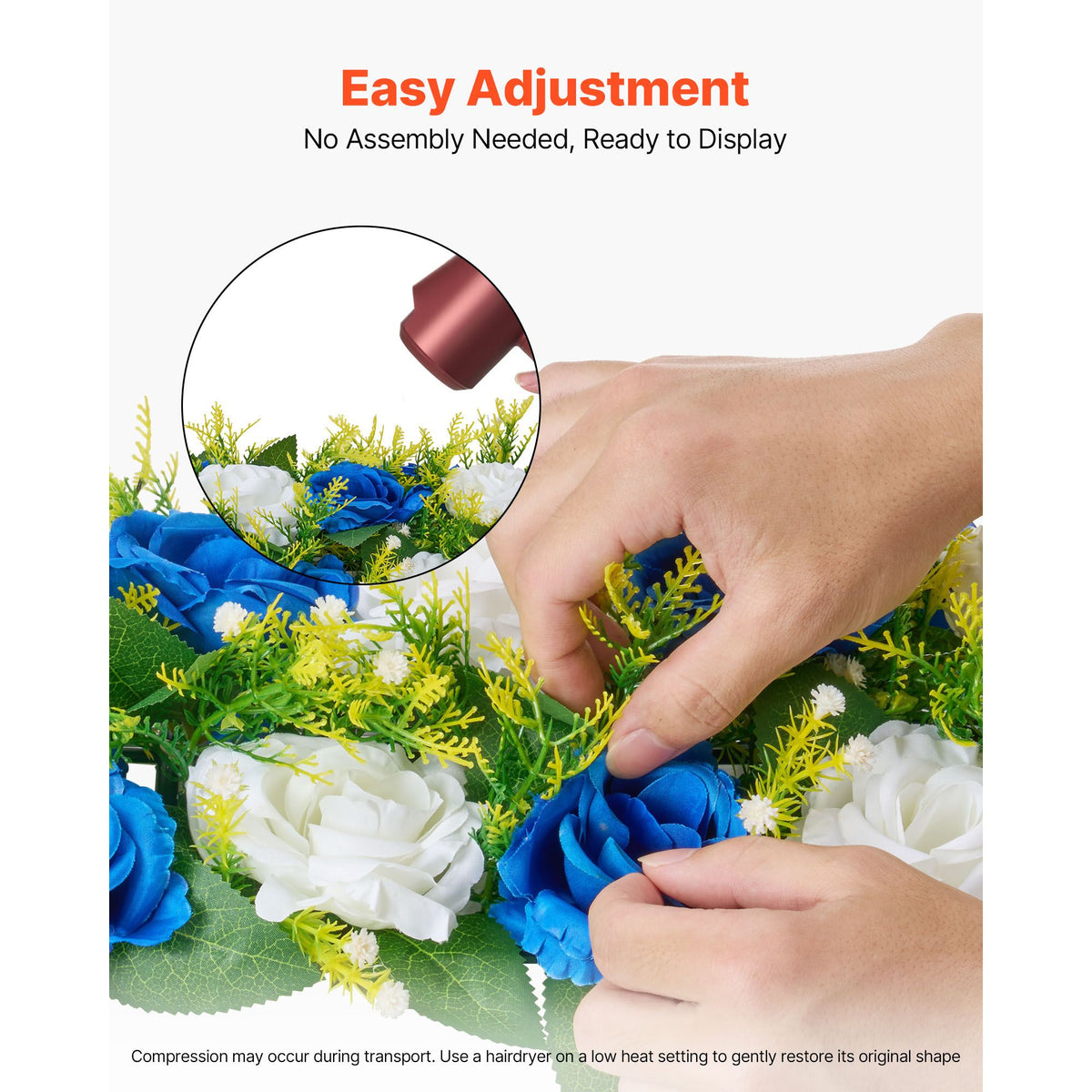 Flower Ball Arrangement Bouquet 10 PCS, 500 x 220 mm Artificial Flower Balls Wedding Table Centerpieces, Faux Rose Arrangements for Wedding Centerpiece Home Decoration, Blue and White Roses