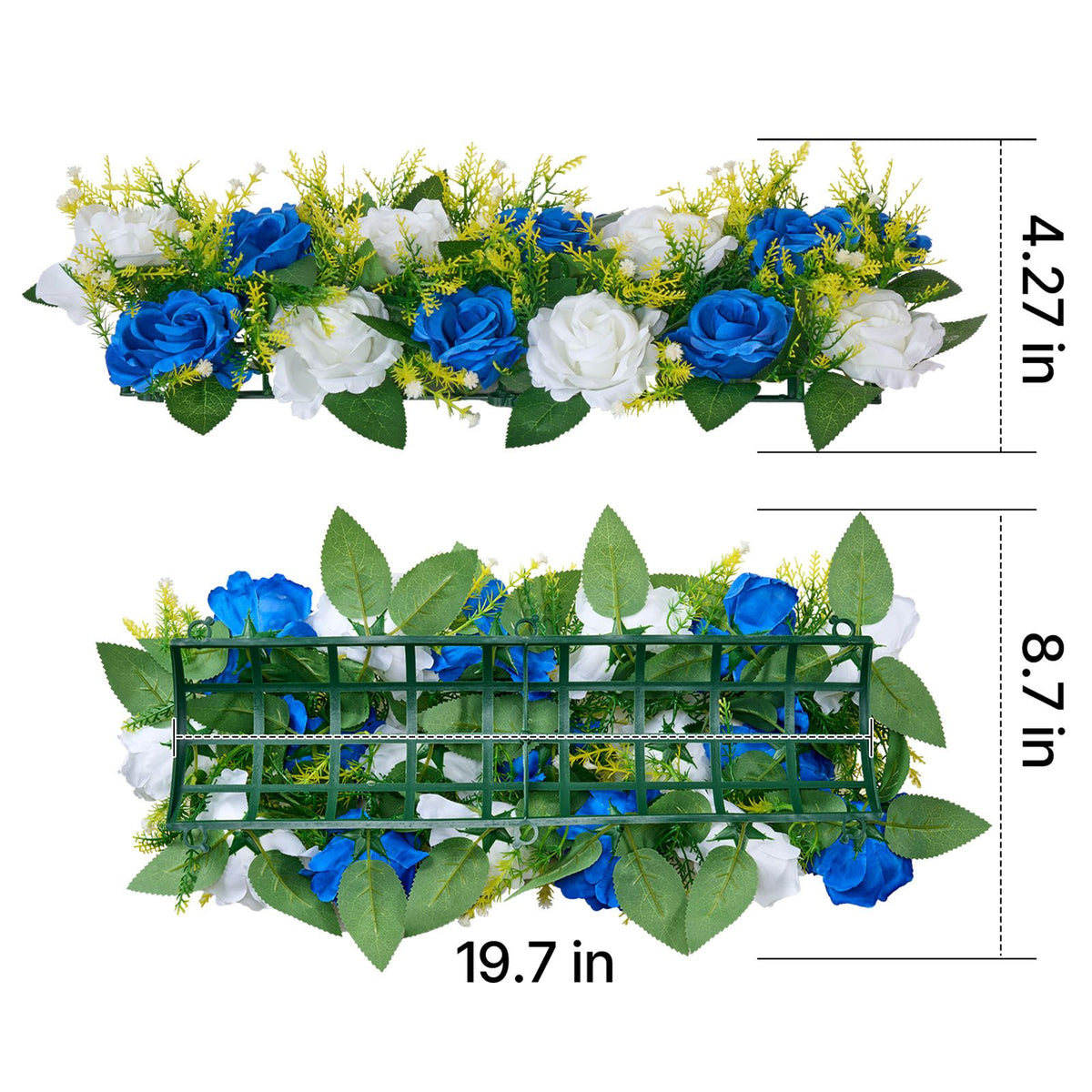 Flower Ball Arrangement Bouquet 10 PCS, 500 x 220 mm Artificial Flower Balls Wedding Table Centerpieces, Faux Rose Arrangements for Wedding Centerpiece Home Decoration, Blue and White Roses