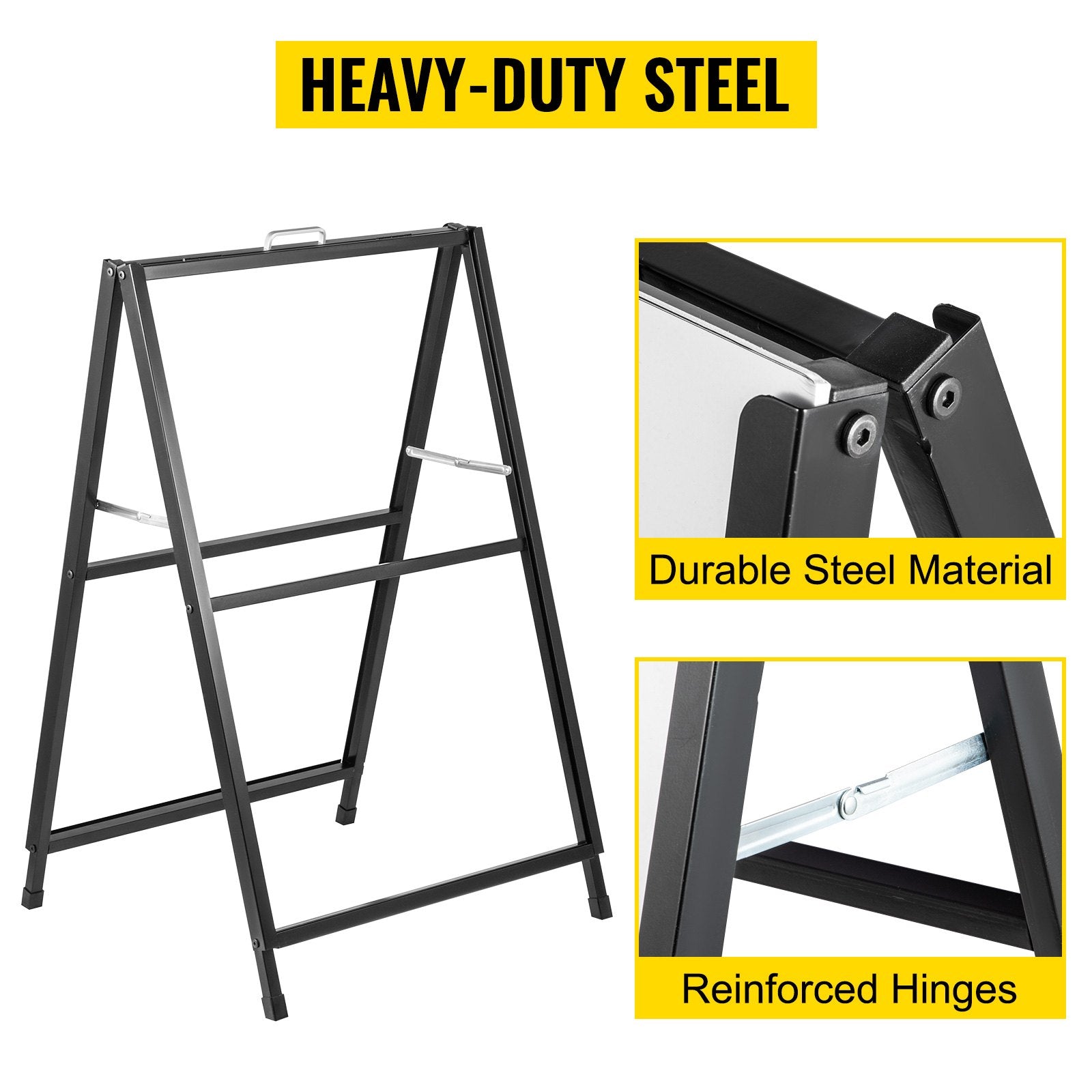 Traffic Control & Parking Tools: VEVOR A-Frame Sidewalk Sign 24"x36" Sidewalk Signs for Businesses Black Coated Steel Metal A-Frame Sign Slide-in Folding Sandwich Board Sidewalk Sign Double-Sided with 2 Corrugated Plastic Poster Boar
