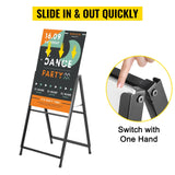 Traffic Control & Parking Tools: VEVOR A-Frame Sidewalk Sign 24"x36" Sidewalk Signs for Businesses Black Coated Steel Metal A-Frame Sign Slide-in Folding Sandwich Board Sidewalk Sign Double-Sided with 2 Corrugated Plastic Poster Boar