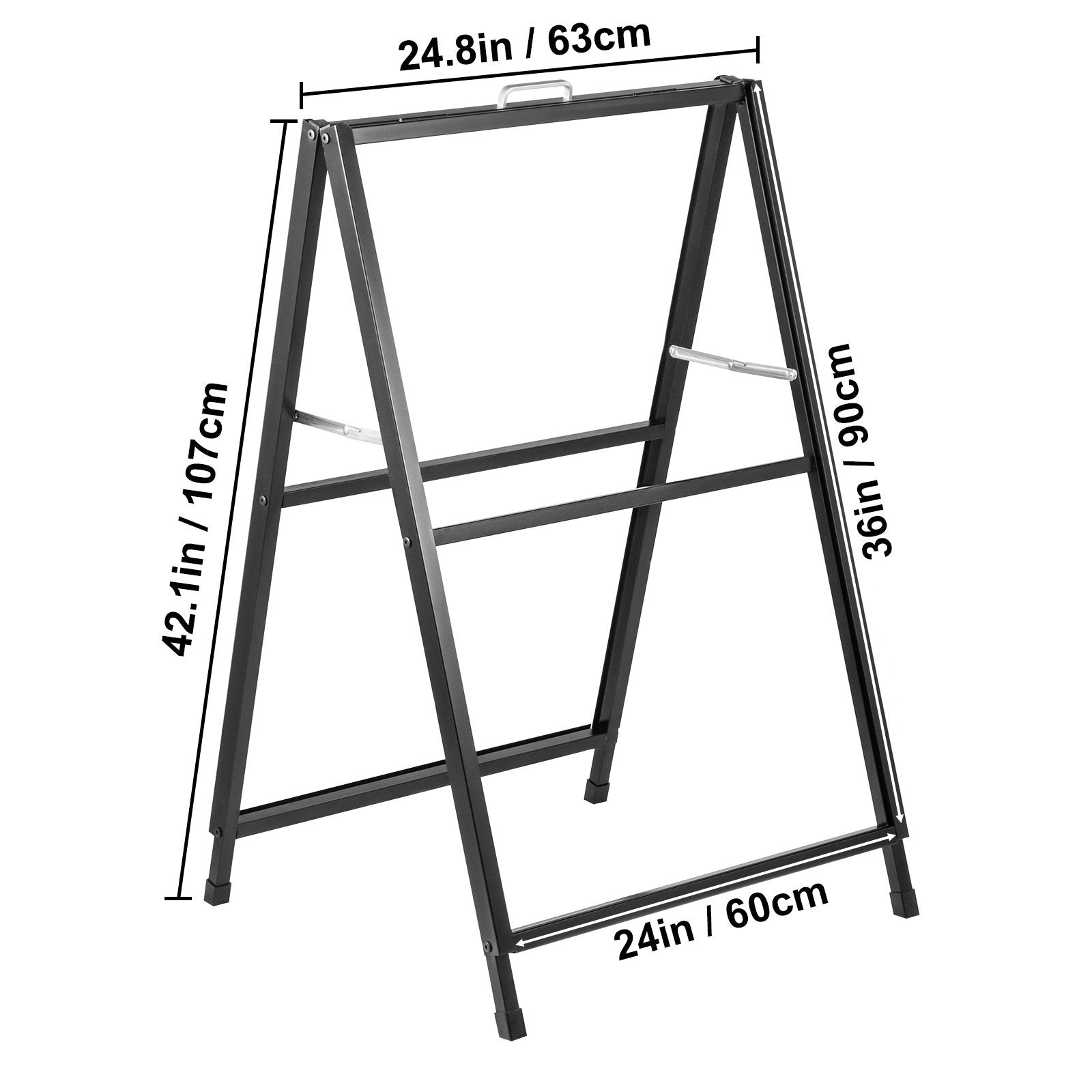 Traffic Control & Parking Tools: VEVOR A-Frame Sidewalk Sign 24"x36" Sidewalk Signs for Businesses Black Coated Steel Metal A-Frame Sign Slide-in Folding Sandwich Board Sidewalk Sign Double-Sided with 2 Corrugated Plastic Poster Boar